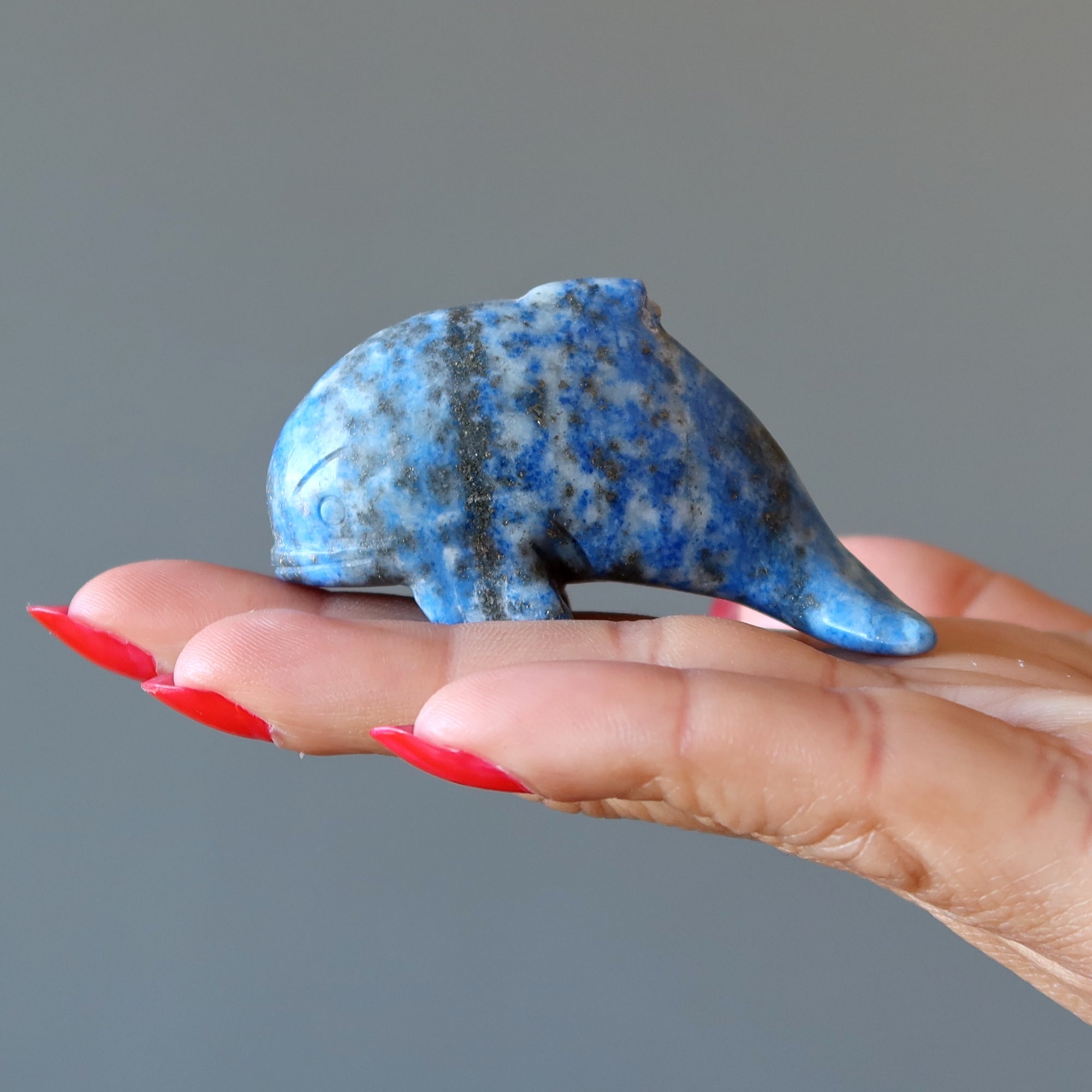 Lapis Lazuli Dolphin Blue Ocean Joy Animal Figurine Wounded Warrior