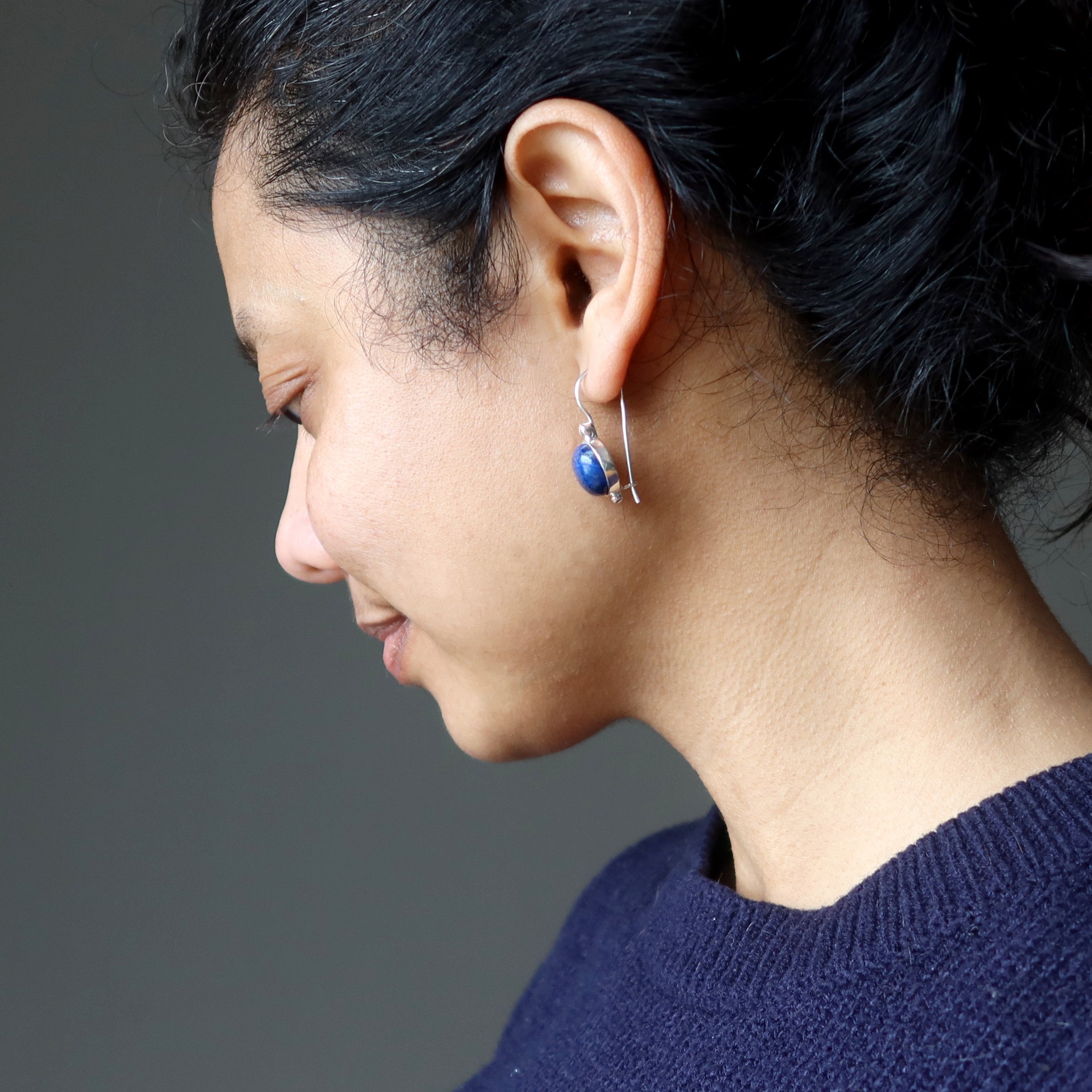 Lapis Lazuli Earrings Deep Thinker Blue Jewel Sterling Silver