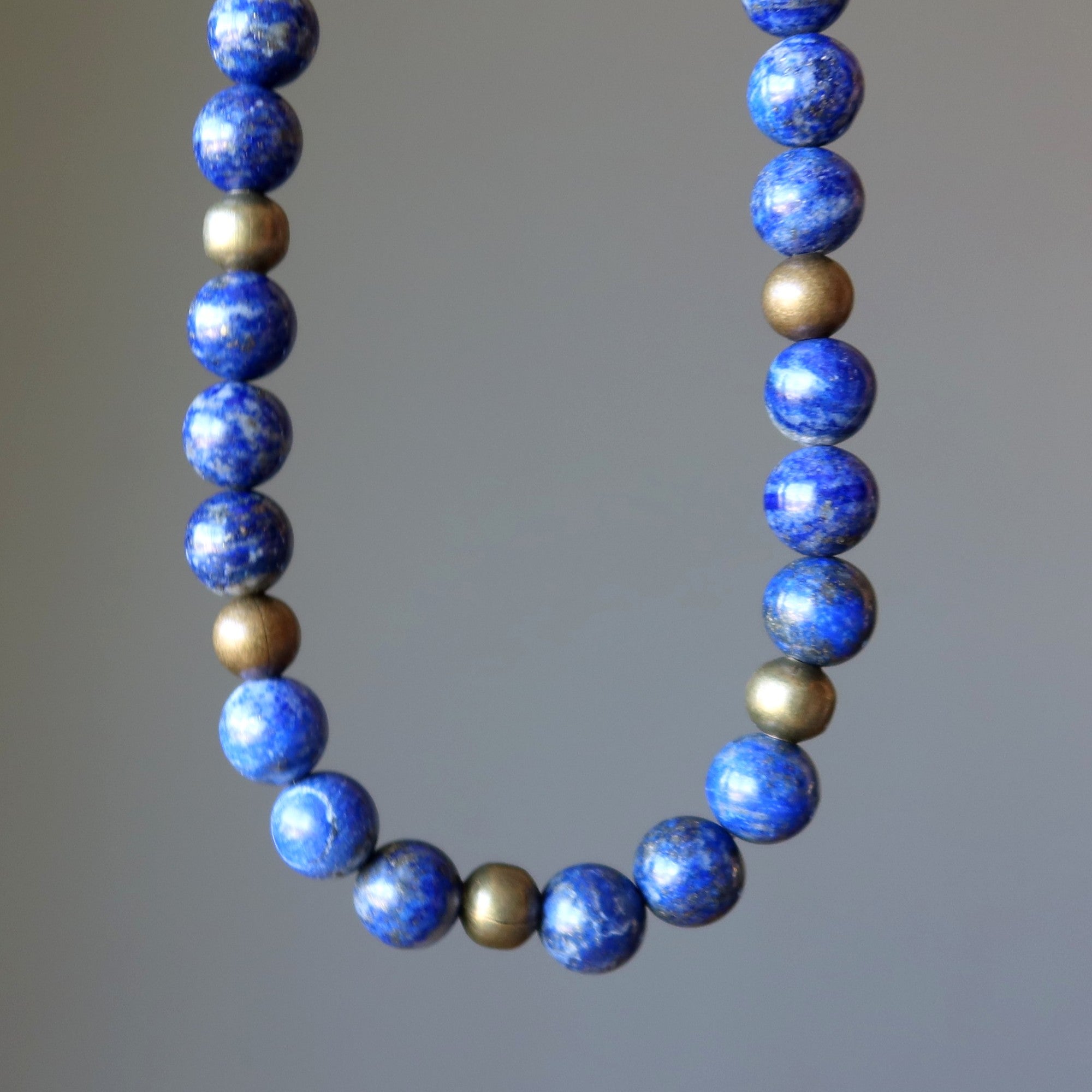 Lapis Lazuli Necklace Forever Wise Blue Gem Antique Brass Beads