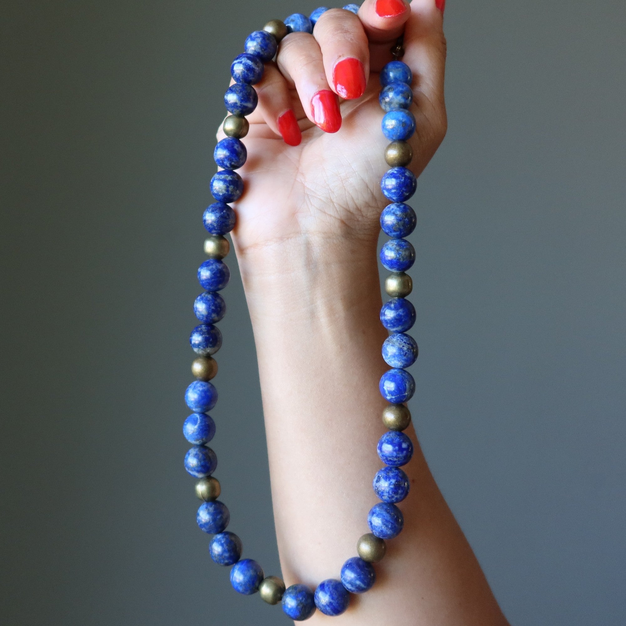 Lapis Lazuli Necklace Forever Wise Blue Gem Antique Brass Beads