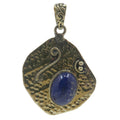 Lapis Lazuli Pendant Mystical Blue Ocean Waves Gemstone Tibetan Brass