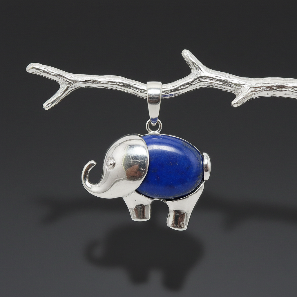 Lapis Lazuli Pendant Blue Elephant Flying High Mindful Living Gem Silver