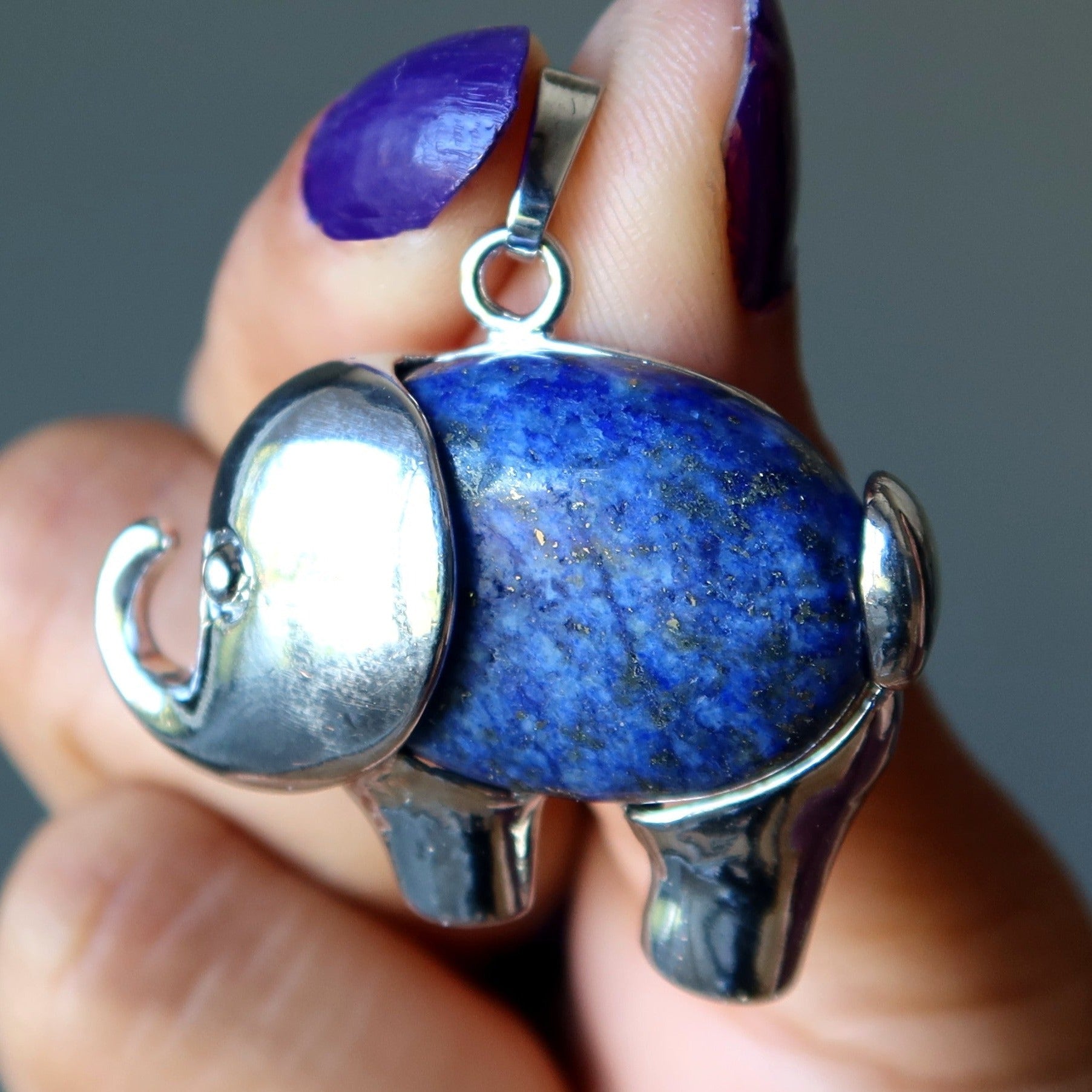 Lapis Lazuli Pendant Blue Elephant Flying High Mindful Living Gem Silver