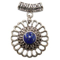 Lapis Lazuli Pendant Blue Flower Third Eye Chakra Bloom Gemstone Silver