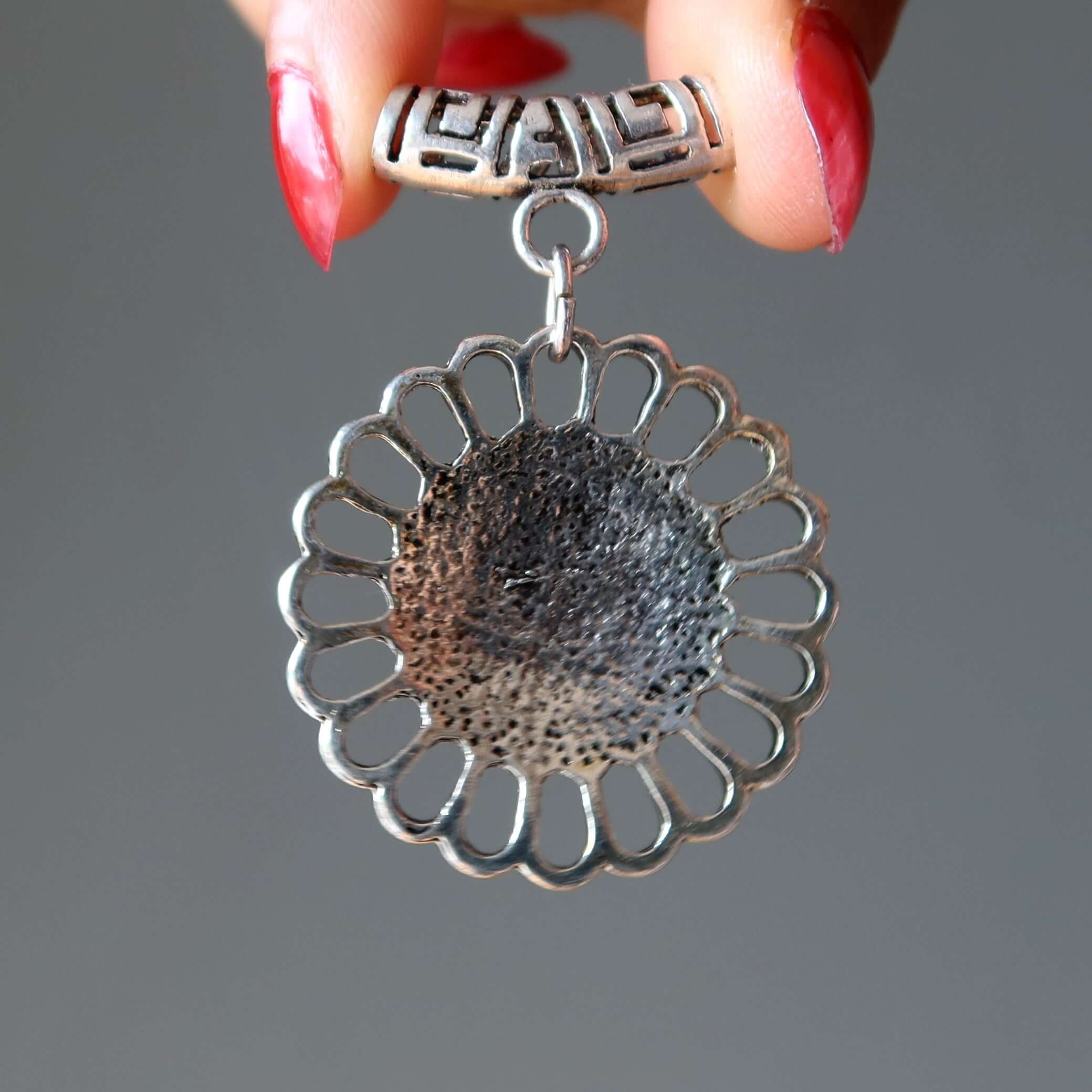 Lapis Lazuli Pendant Blue Flower Third Eye Chakra Bloom Gemstone Silver