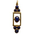 Pendentif Lapis Porte-photo Cadre de vie Bleu Or