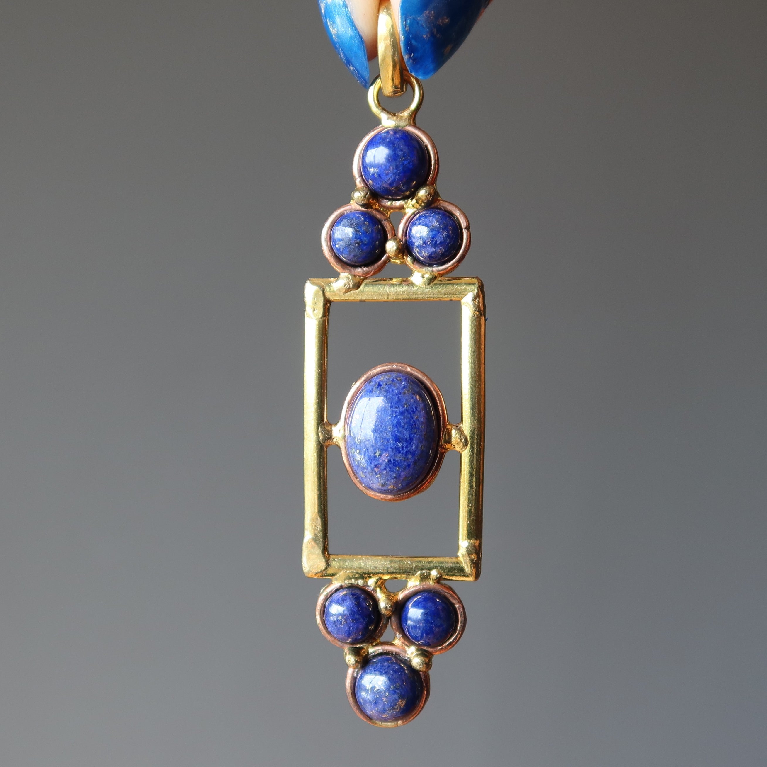 Pendentif Lapis Porte-photo Cadre de vie Bleu Or