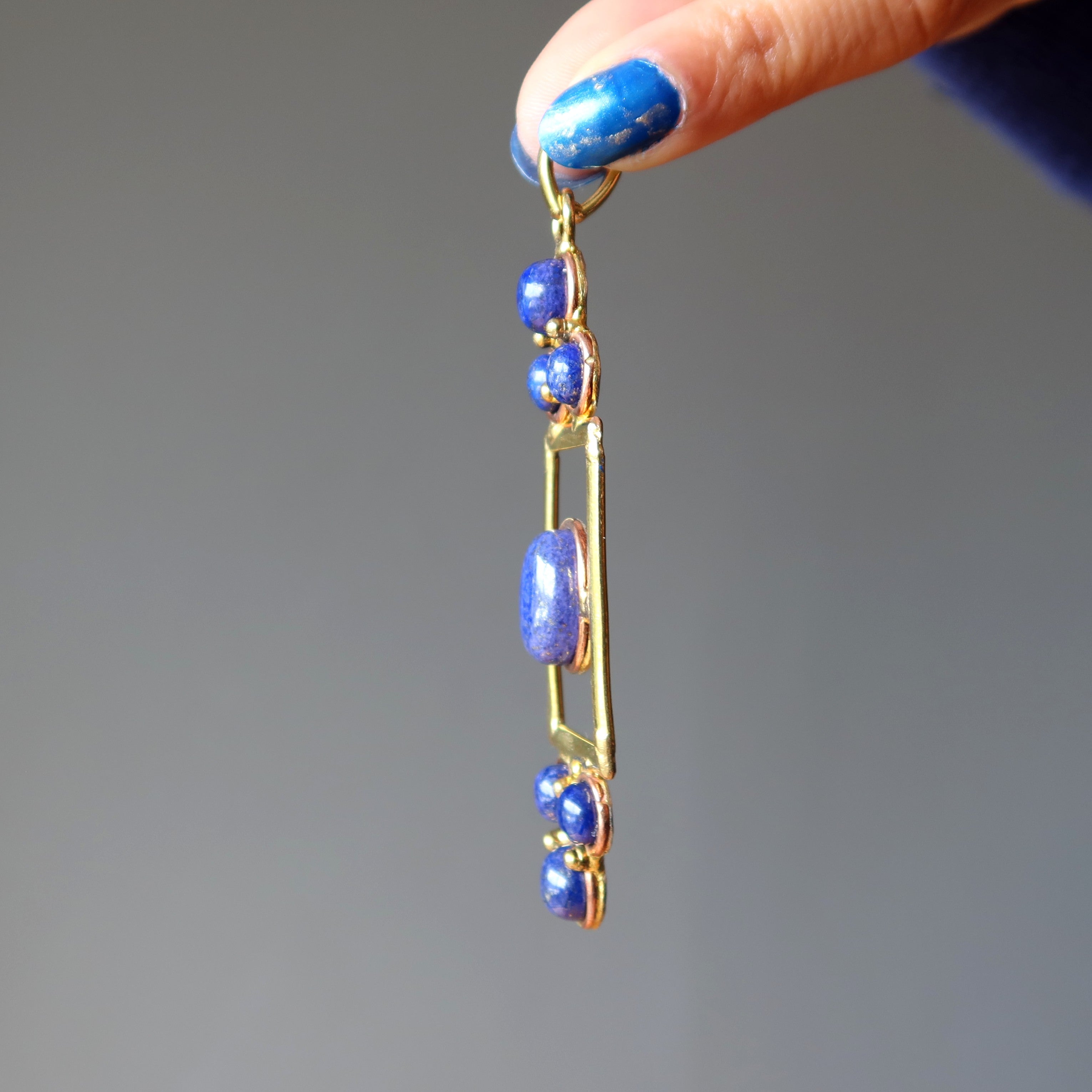 Pendentif Lapis Porte-photo Cadre de vie Bleu Or