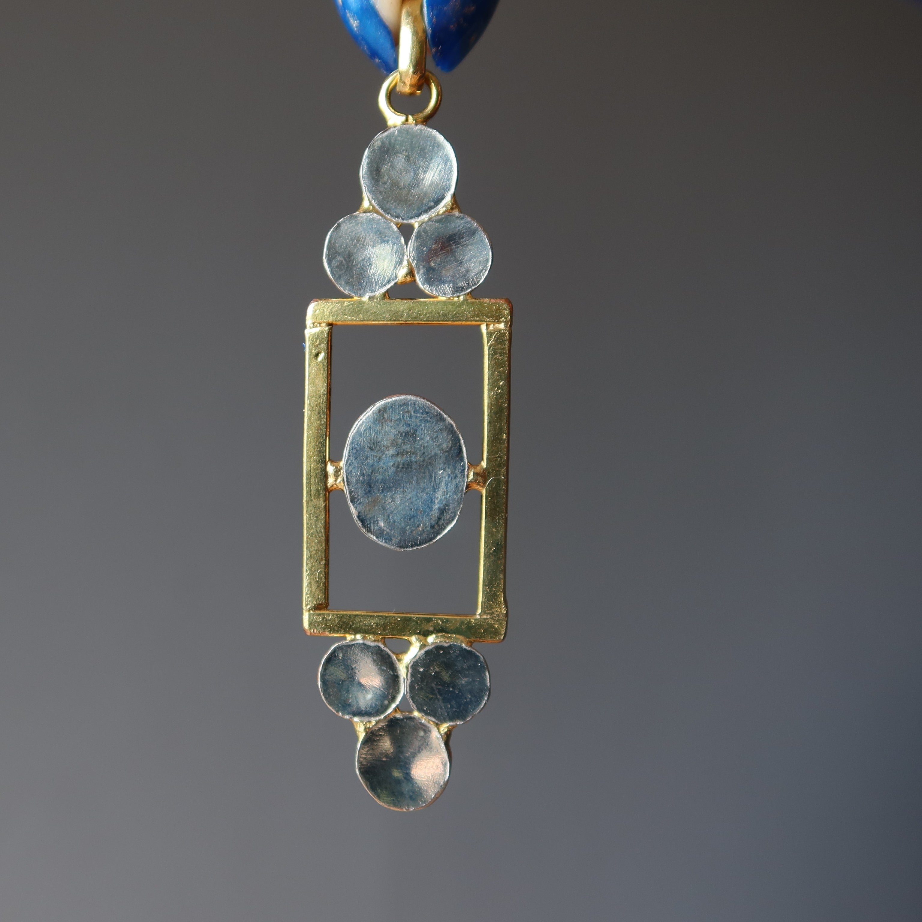 Pendentif Lapis Porte-photo Cadre de vie Bleu Or