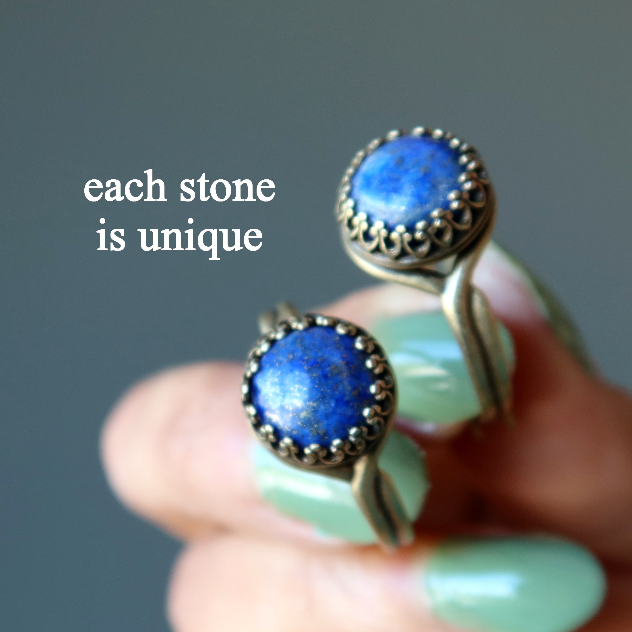 Lapis Ring Dreamer Gem Antiqued Brass Adjustable