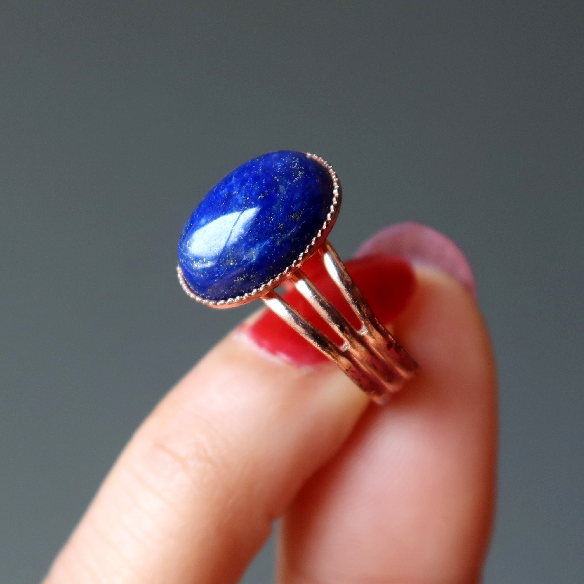 Lapislazuli-Ring „Sternenklarer Himmel“, Kupfer, verstellbar