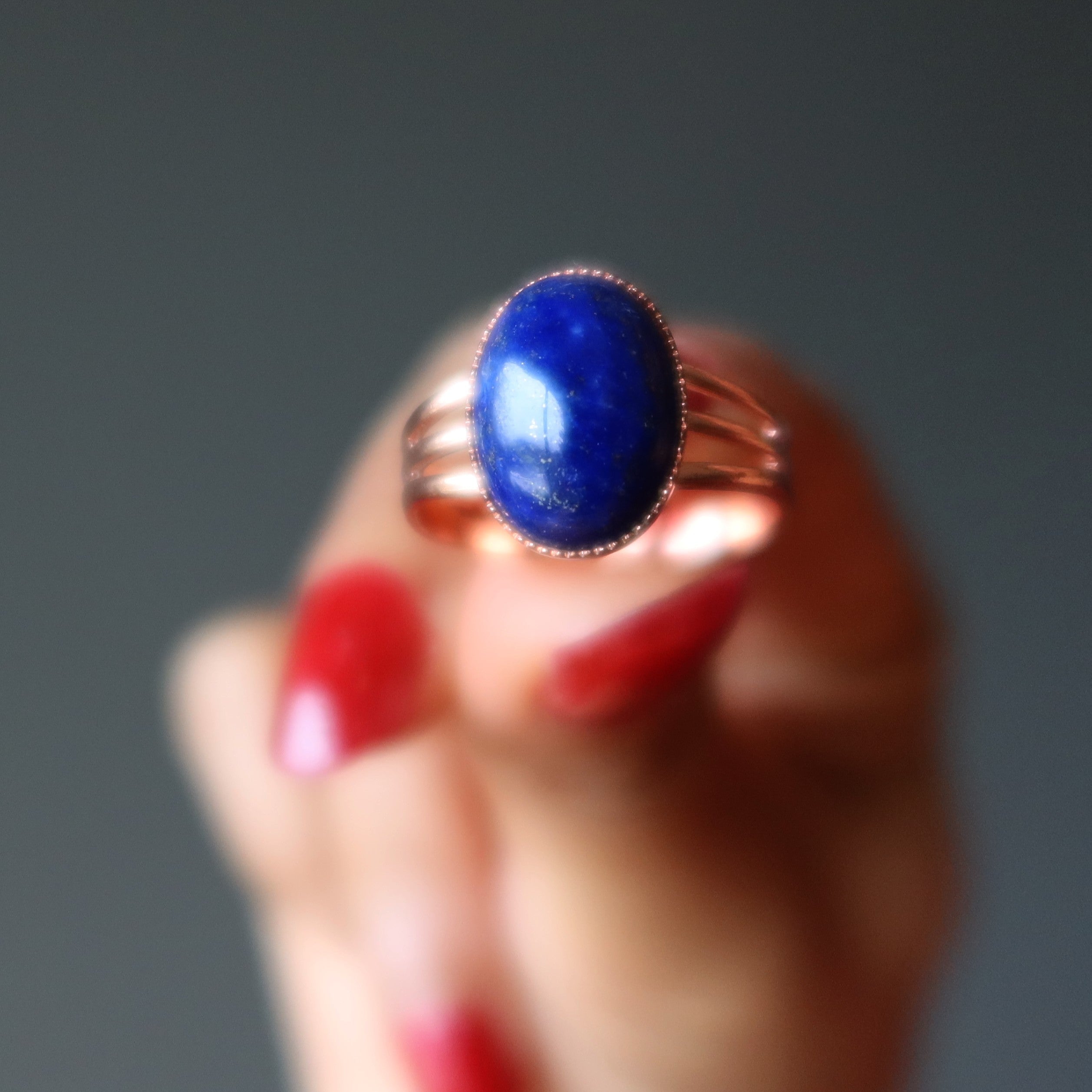 Lapislazuli-Ring „Sternenklarer Himmel“, Kupfer, verstellbar