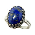 Lapis Lazuli Ring Royal Blue Oval Gemstone in Sterling Silver Adjustable