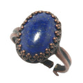 Lapislazuli-Ring, oval, Antik-Kupfer