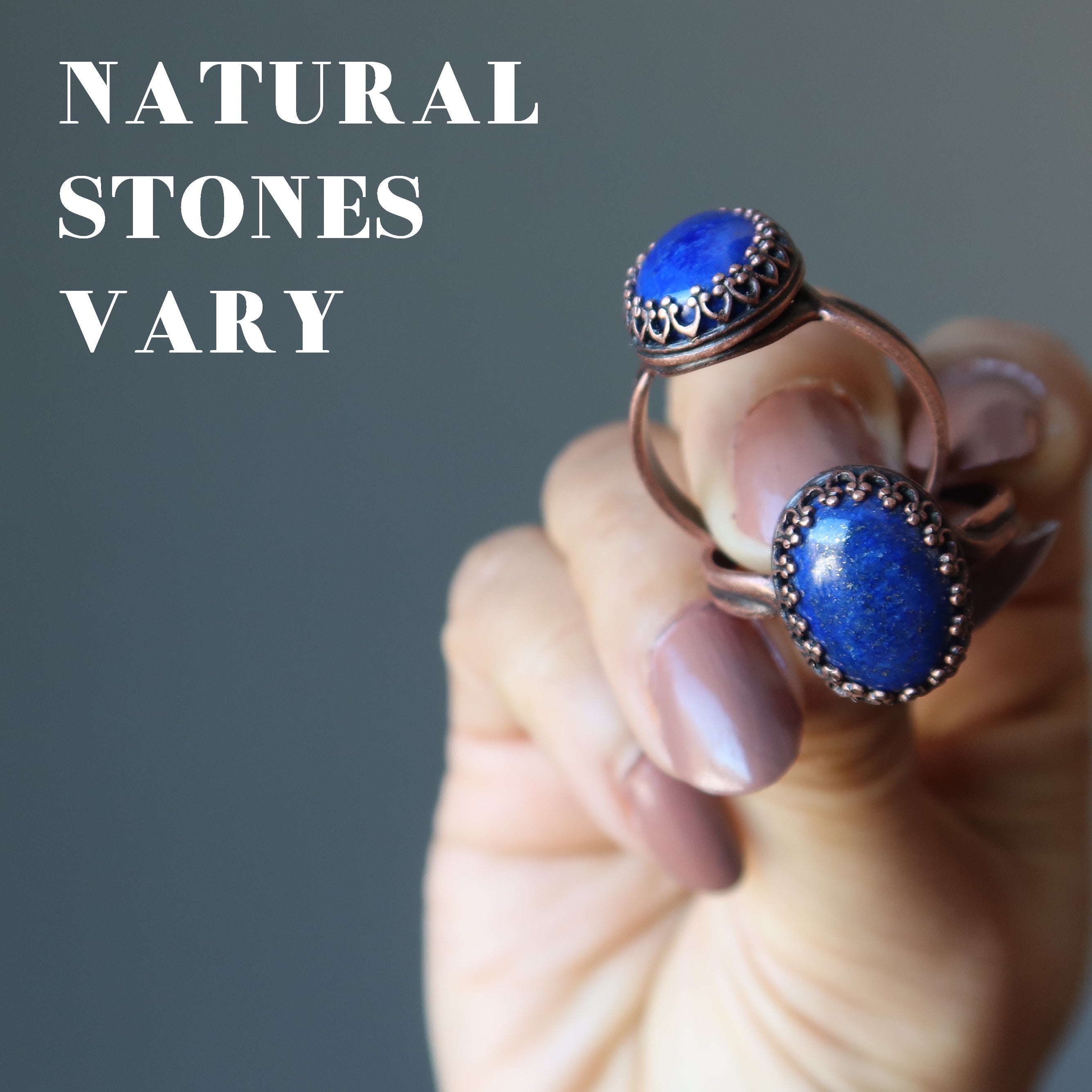 Lapislazuli-Ring, oval, Antik-Kupfer