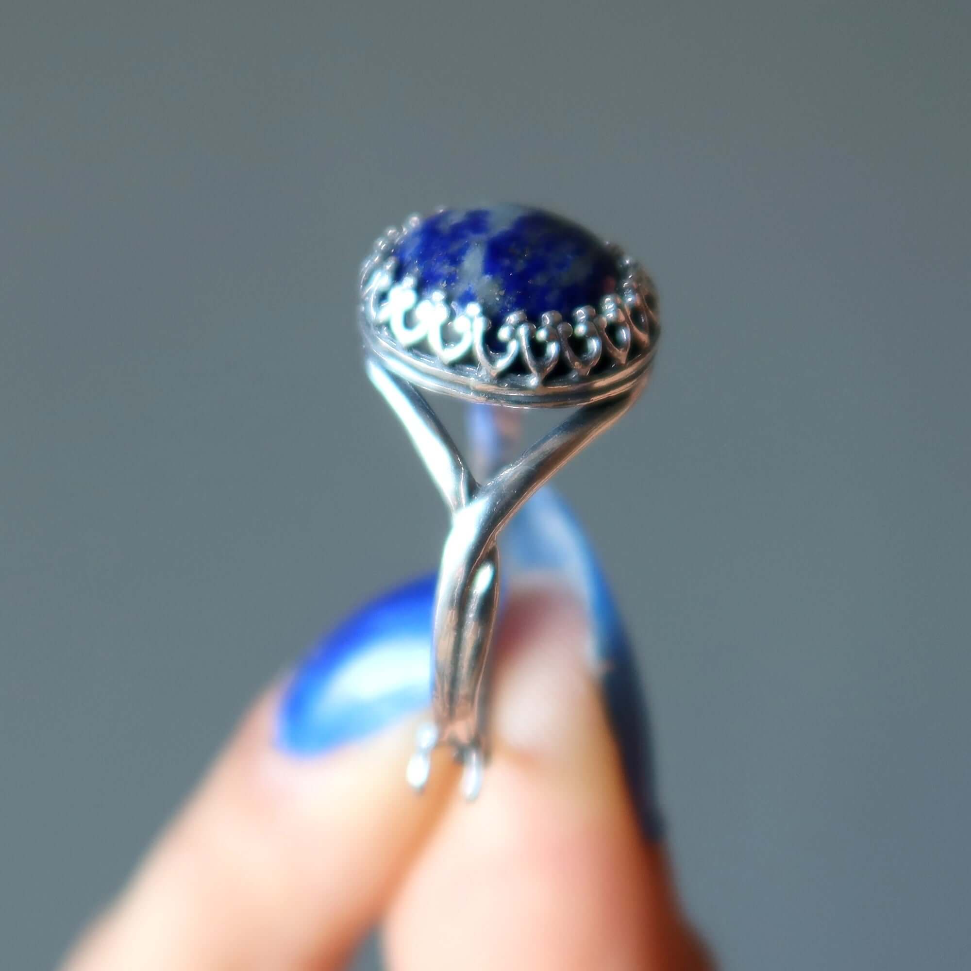 Bague Lapis Divinité Jean Argent Sterling Réglable
