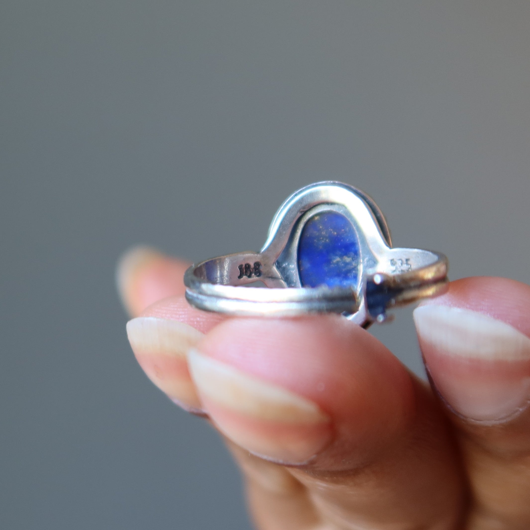 Lapis Lazuli Ring Royal Blue Oval Gemstone in Sterling Silver Adjustable