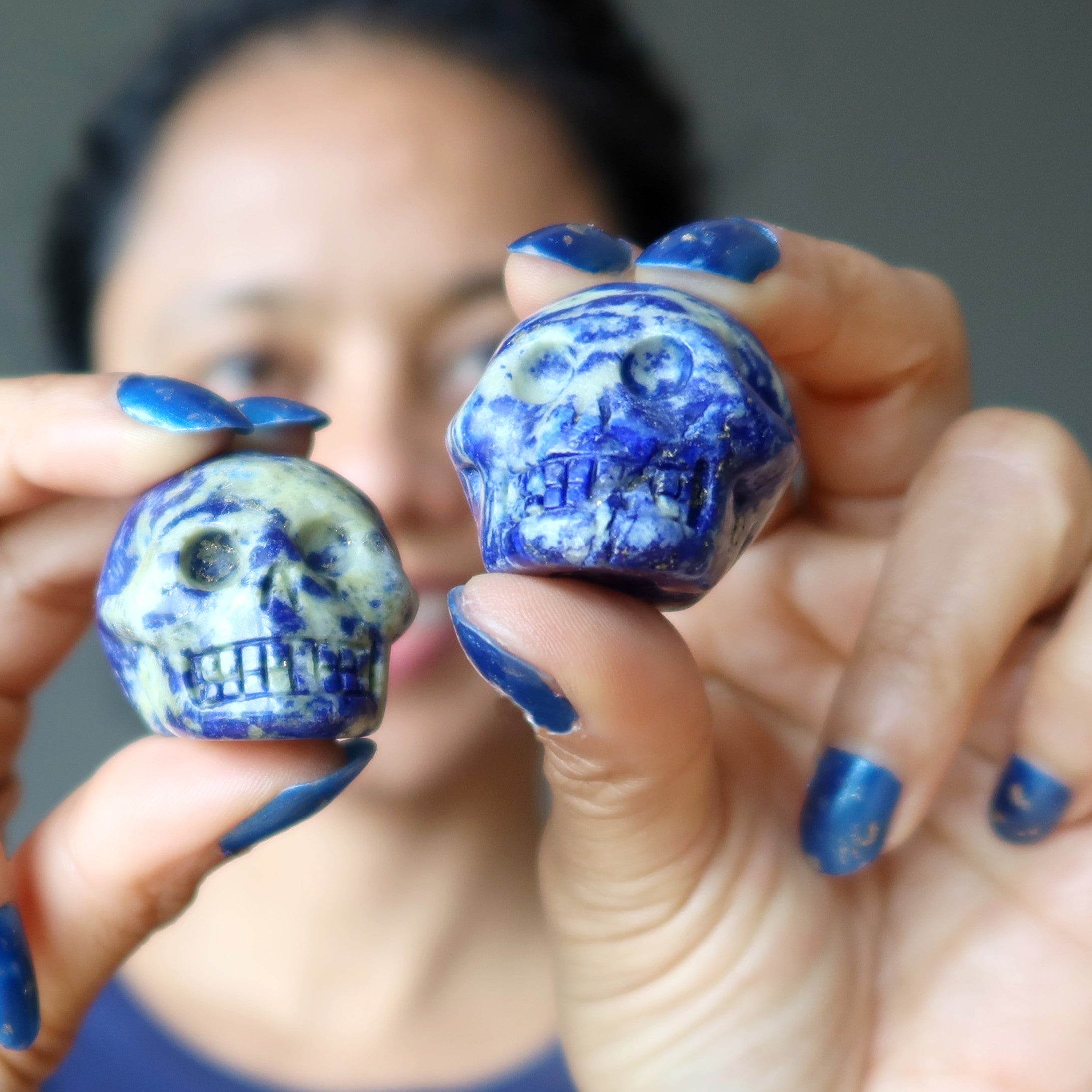 Lapis Totenkopf Spirituelles Wesen des Großen Jenseits Blauer Kristallstein
