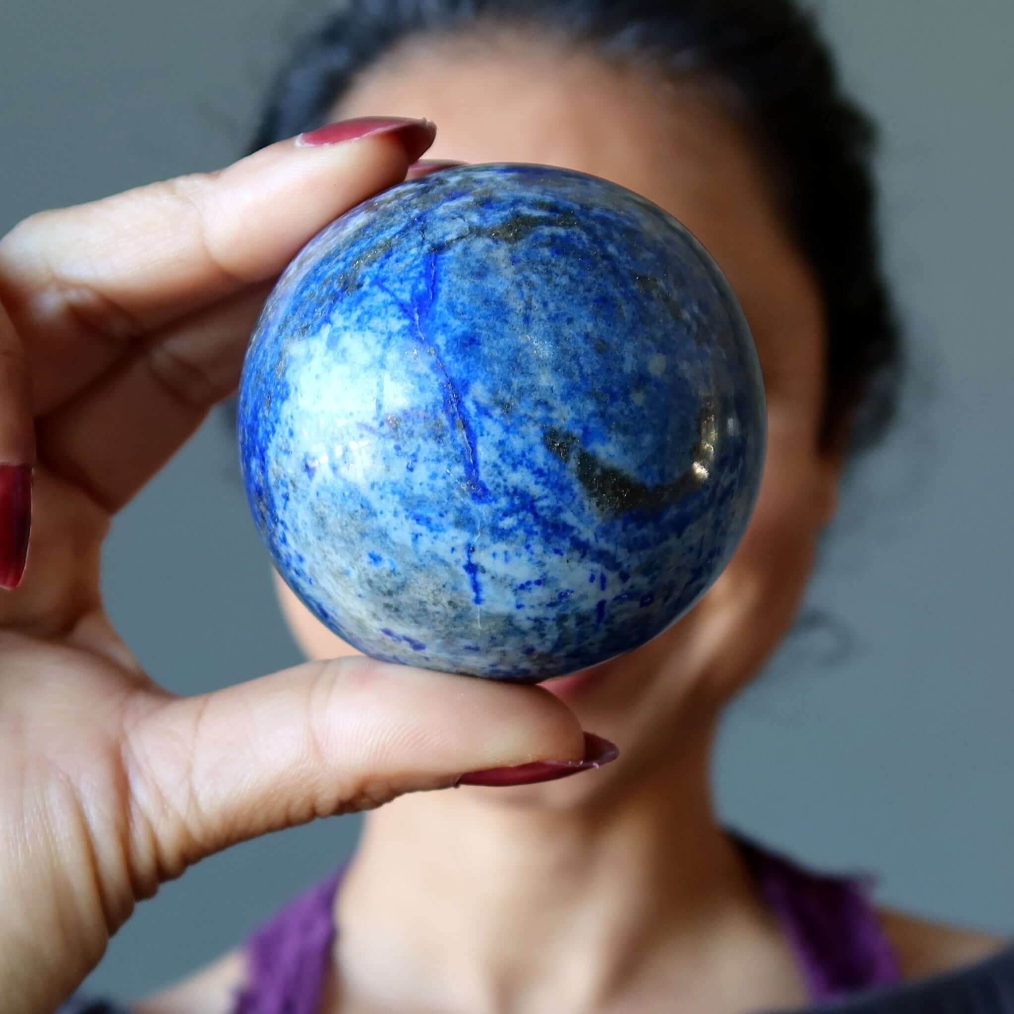 Lapis Lazuli Sphere Blue Denim Dreams Gazing Vision Crystal Ball