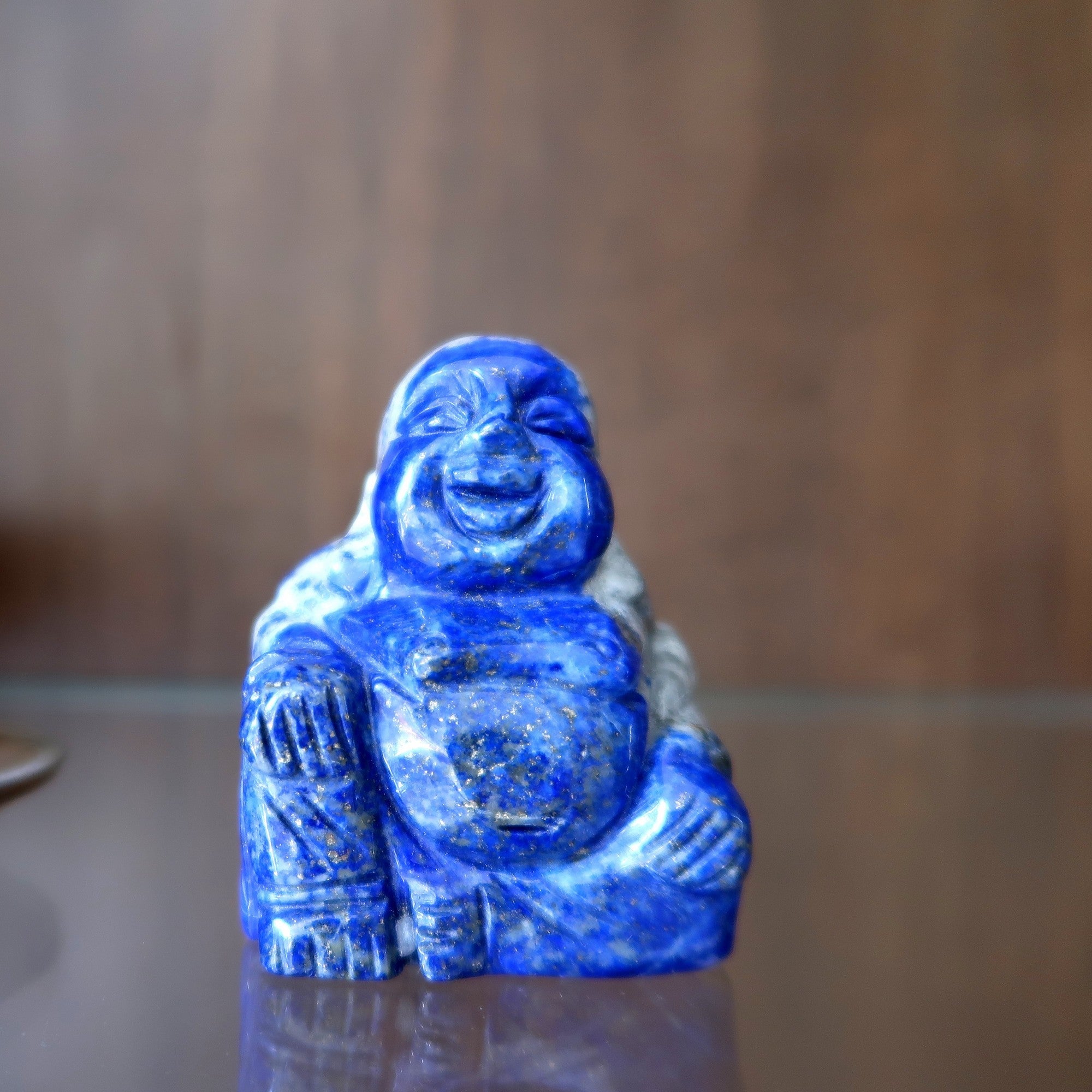 Lapis Lazuli Laughing Buddha Happiness Crystal God Statue