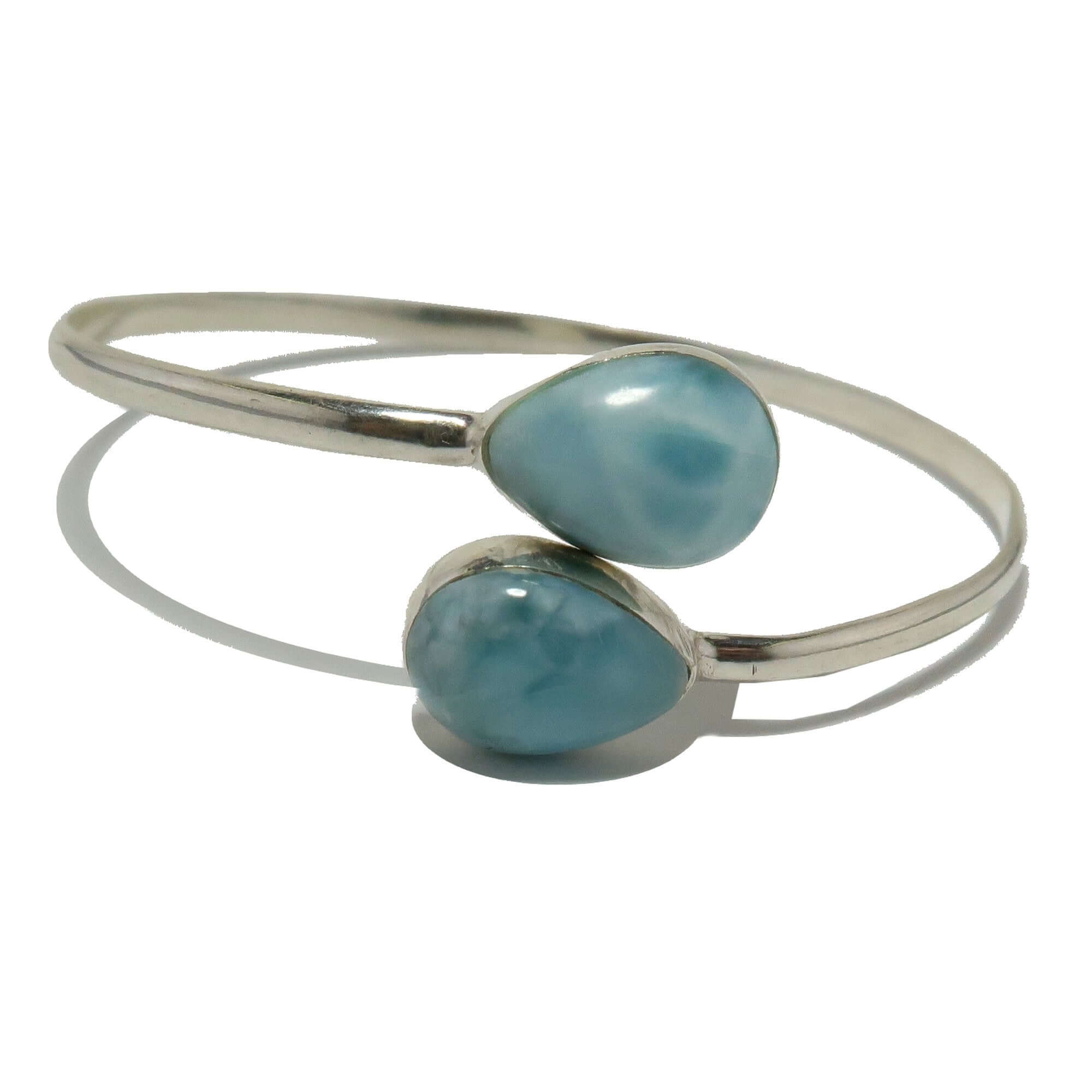 Bracelet jonc en larimar Bleu Océan Argent Sterling