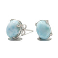 Boucles d'oreilles Larimar clous bleu caraïbes en argent sterling