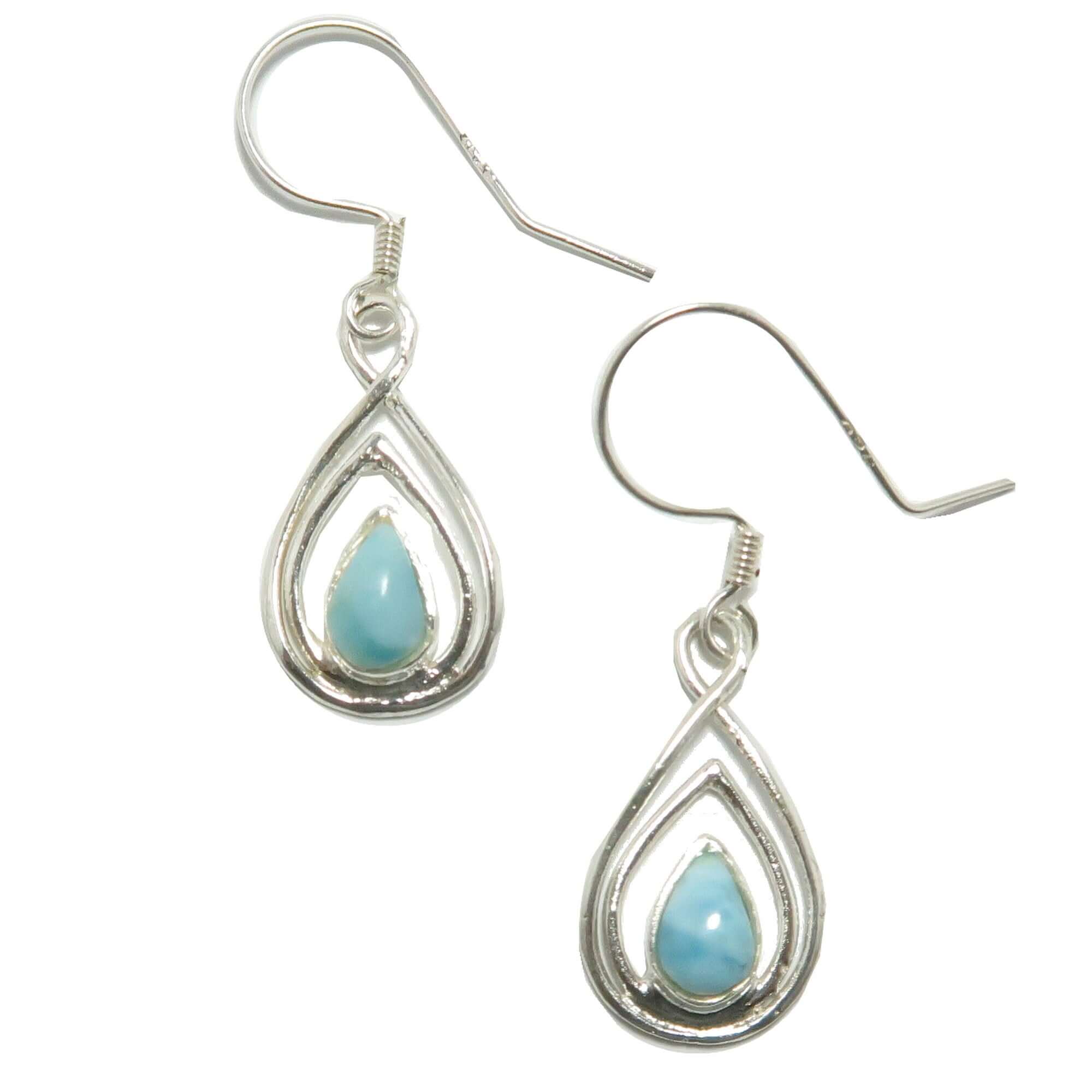 Boucles d'oreilles Larimar Sérénité Littorale Pendantes Argent Sterling