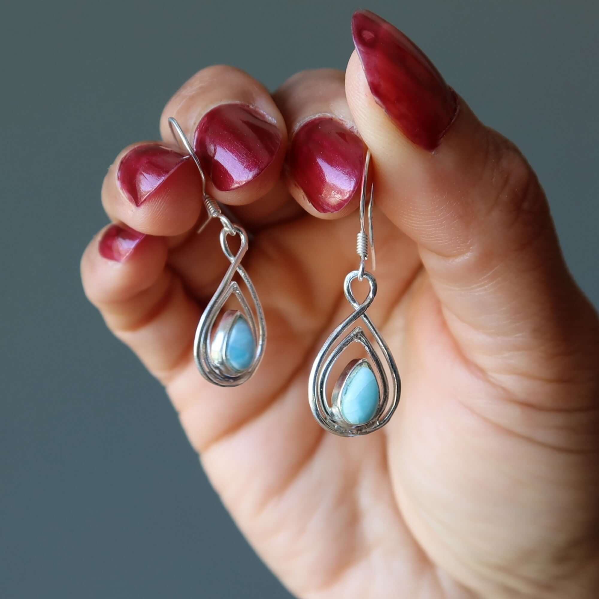 Boucles d'oreilles Larimar Sérénité Littorale Pendantes Argent Sterling