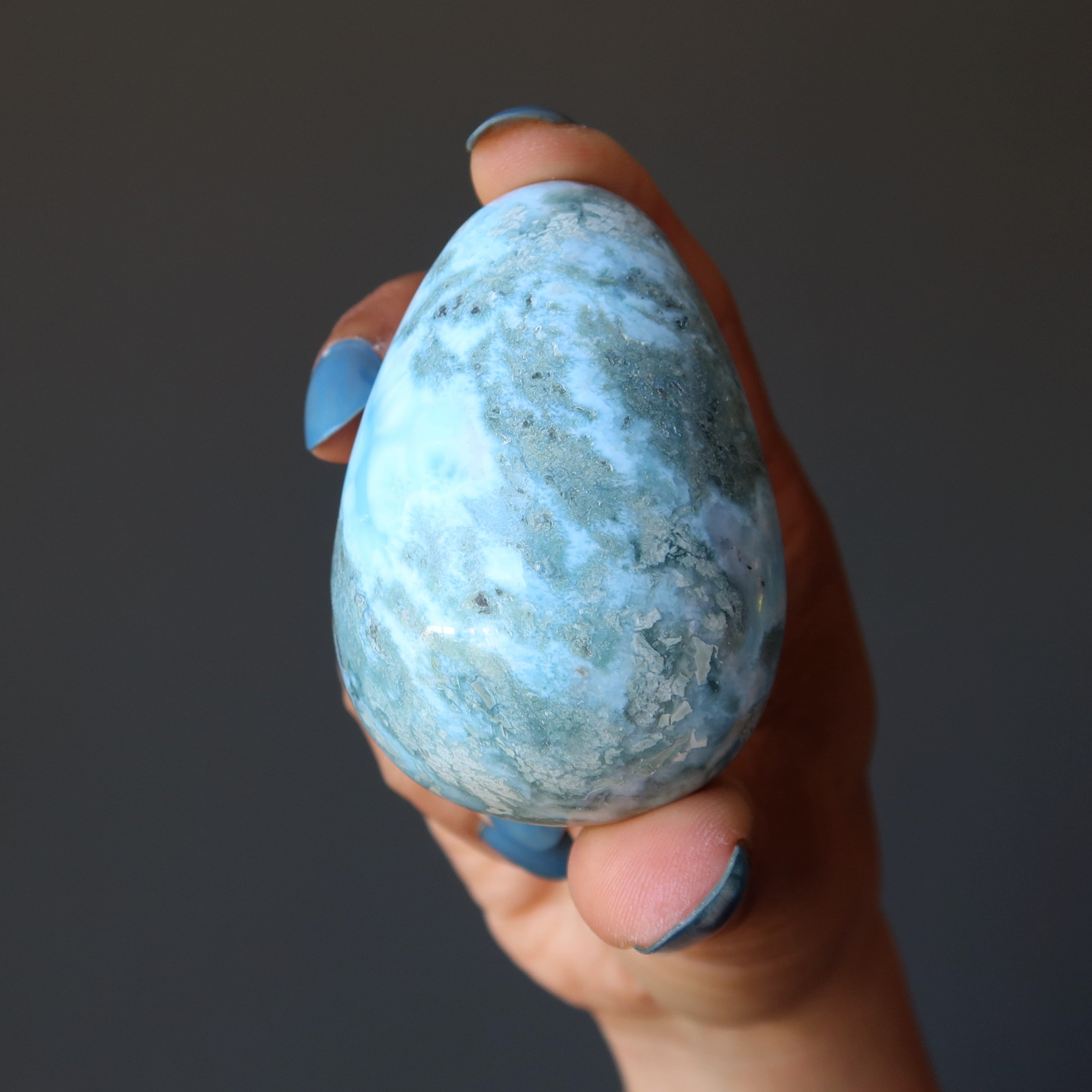 Larimar Egg Blue Atlantis Crack the Code Caribbean Sea Crystal