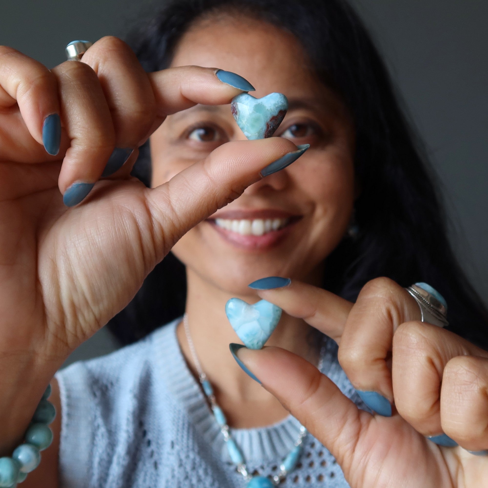 Larimar Herz Ewige Flitterwochen Tropischer Liebesstein