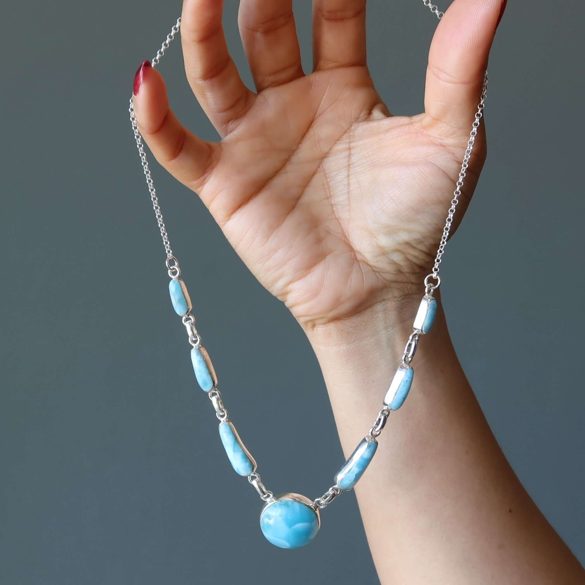 Collier Larimar Yemaya Caraïbes en argent sterling
