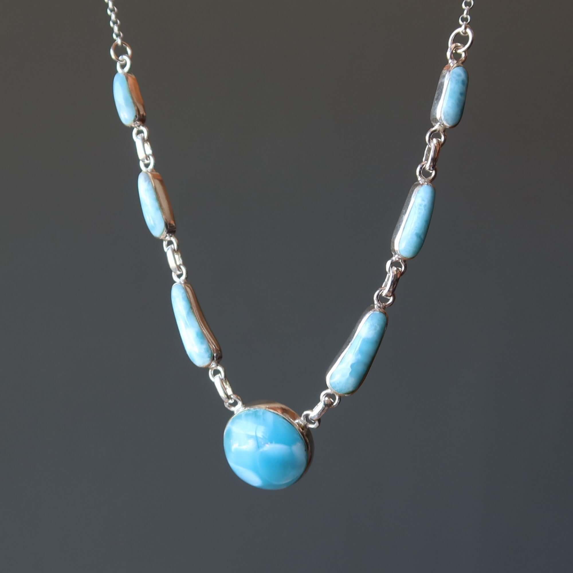 Collier Larimar Yemaya Caraïbes en argent sterling