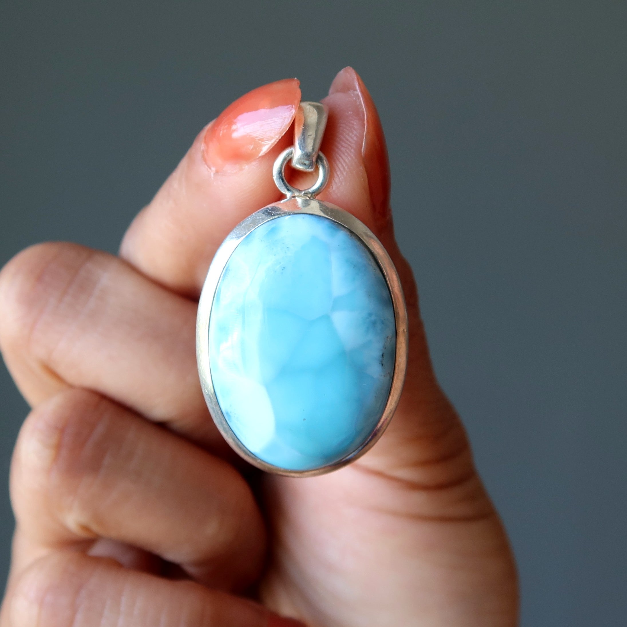 Larimar Pendant Celestial Mirror Blue Sterling Silver