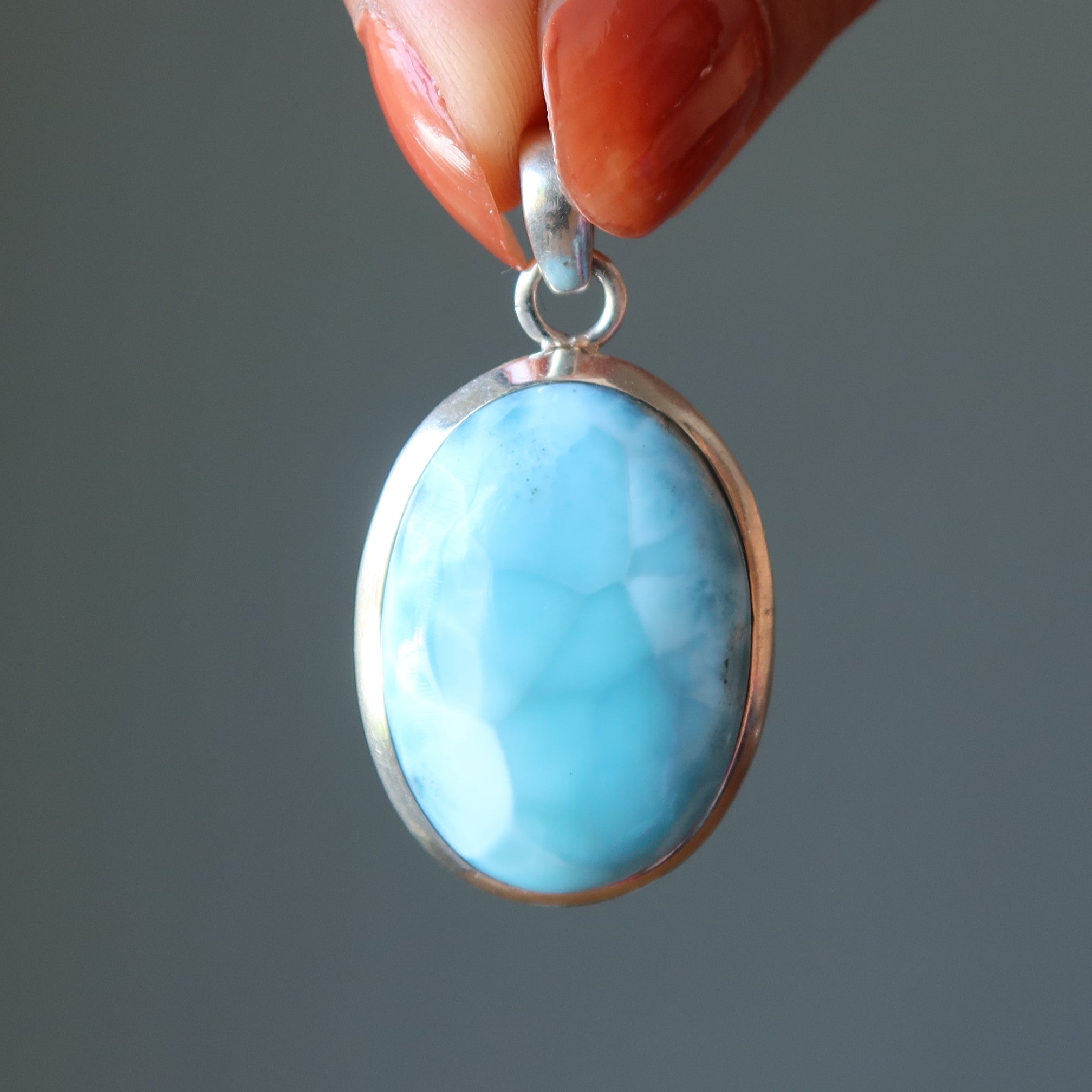 Larimar Pendant Celestial Mirror Blue Sterling Silver