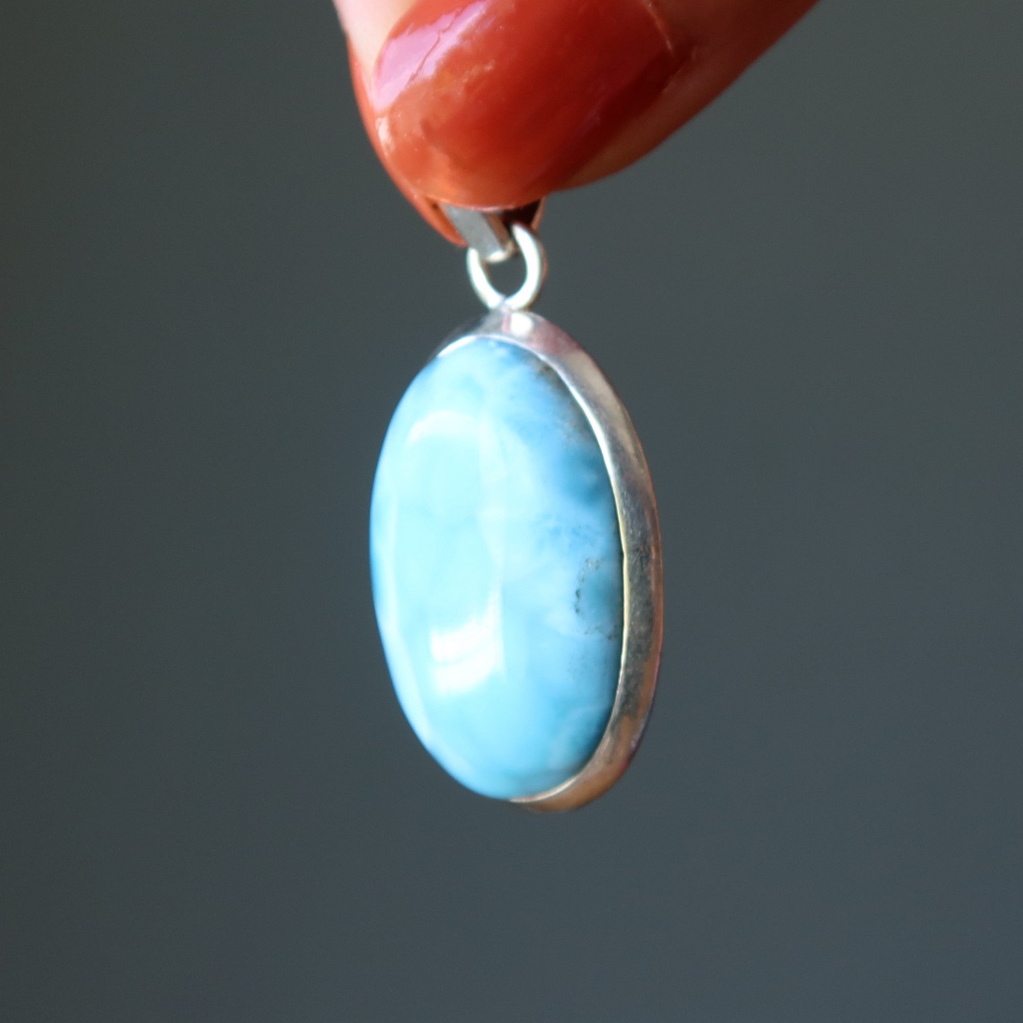 Larimar Pendant Celestial Mirror Blue Sterling Silver