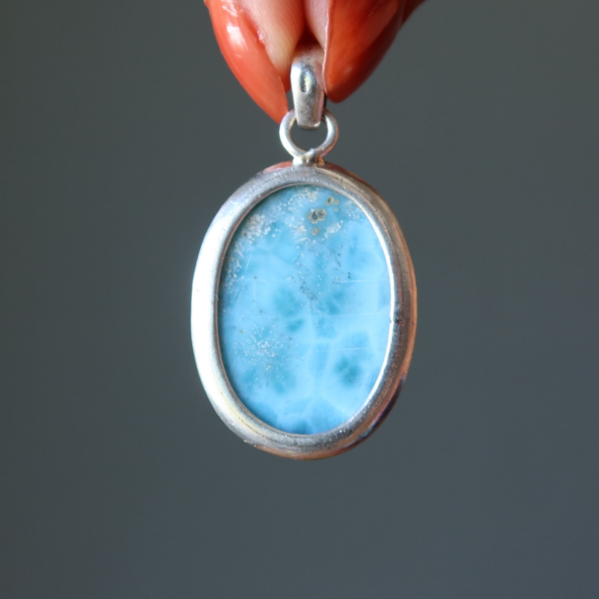 Larimar Pendant Celestial Mirror Blue Sterling Silver