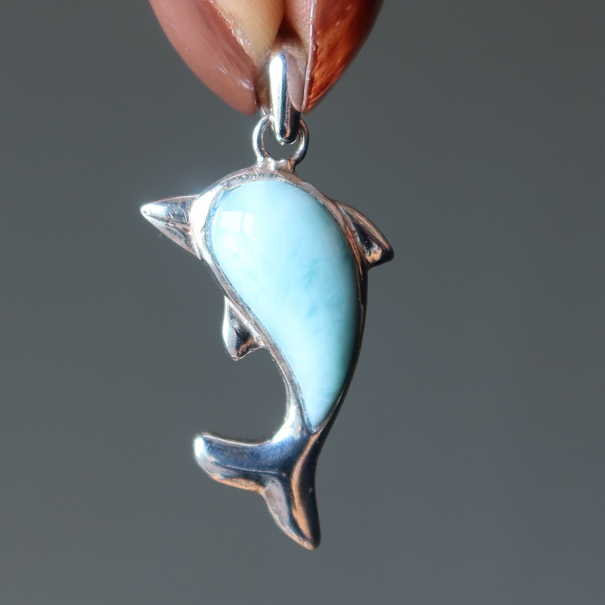 Larimar Pendant Blue Dolphin Stone Sterling Silver