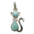 Pendentif Larimar Chat Miaou Métaphysique Argent Sterling