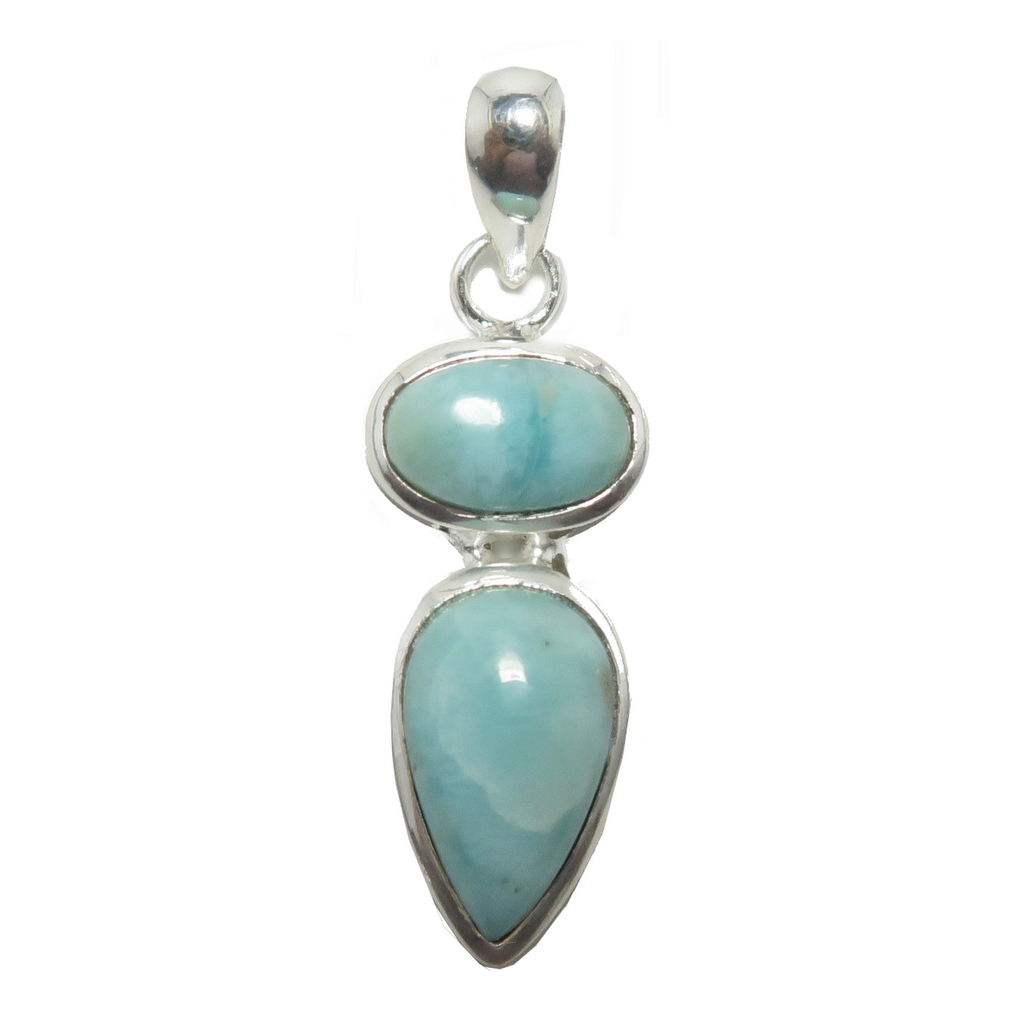 Pendentif Larimar Bénédiction Pierres Bleues Argent Sterling