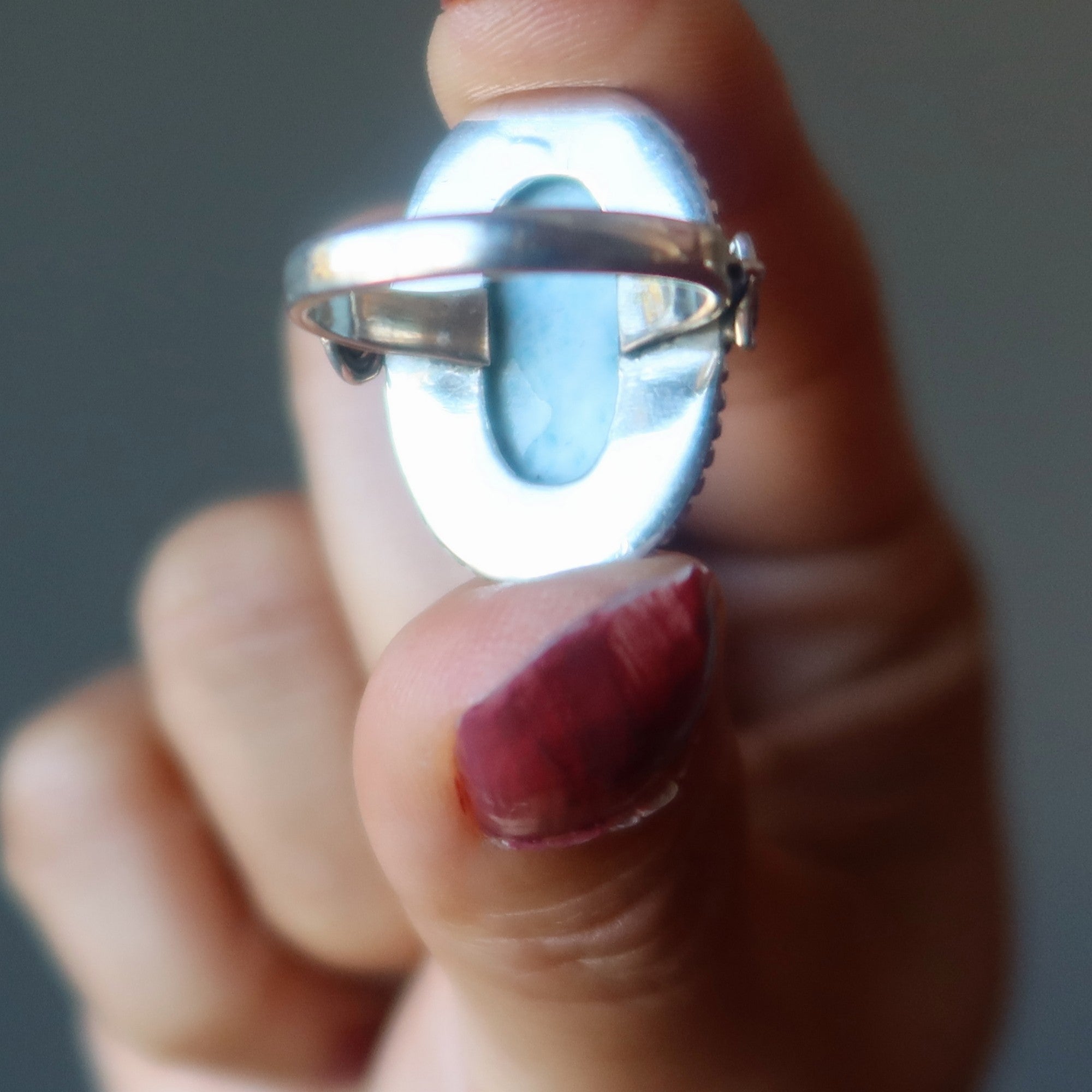 Larimar-Ring „Spiegel der Wolken“ aus Sterlingsilber, Größe 6,5