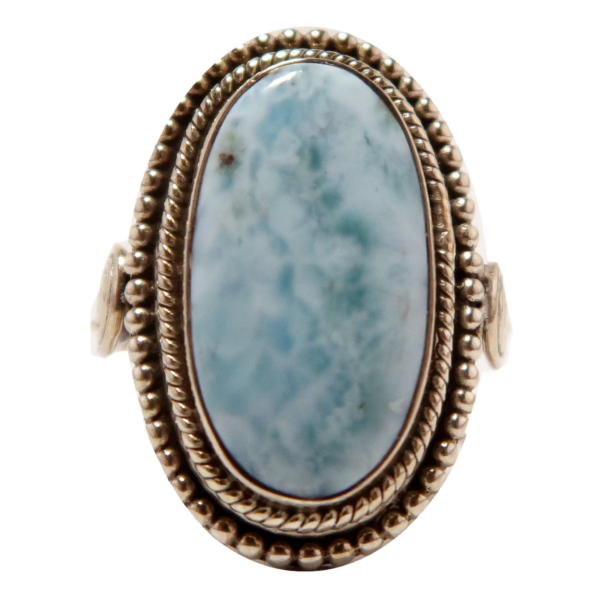 Larimar-Ring „Spiegel der Wolken“ aus Sterlingsilber, Größe 6,5