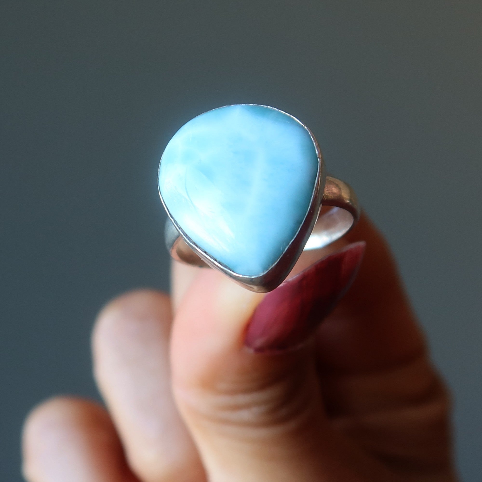 Larimar Ring My Dreams Sterling Silver Size 8.75