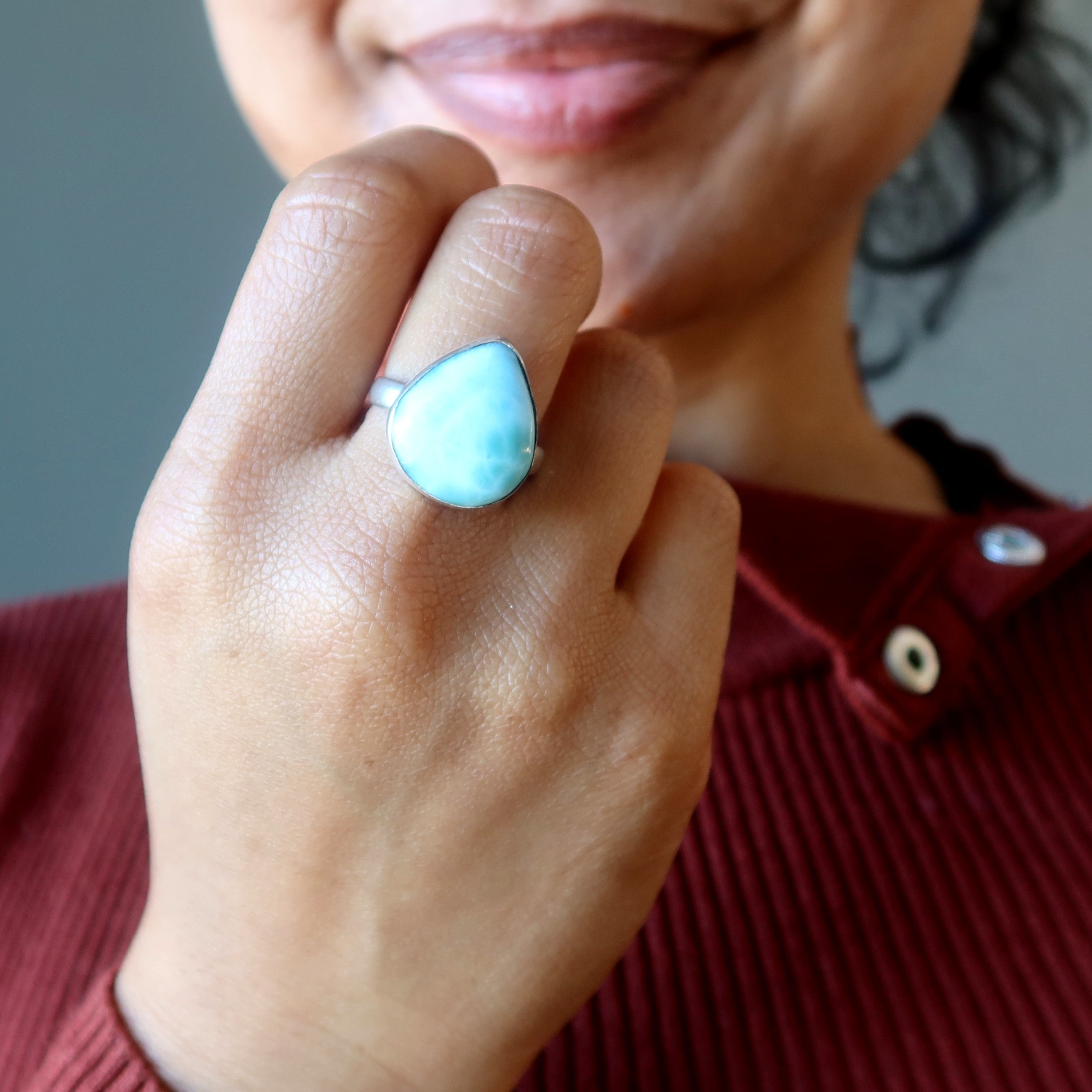 Larimar Ring My Dreams Sterling Silver Size 8.75