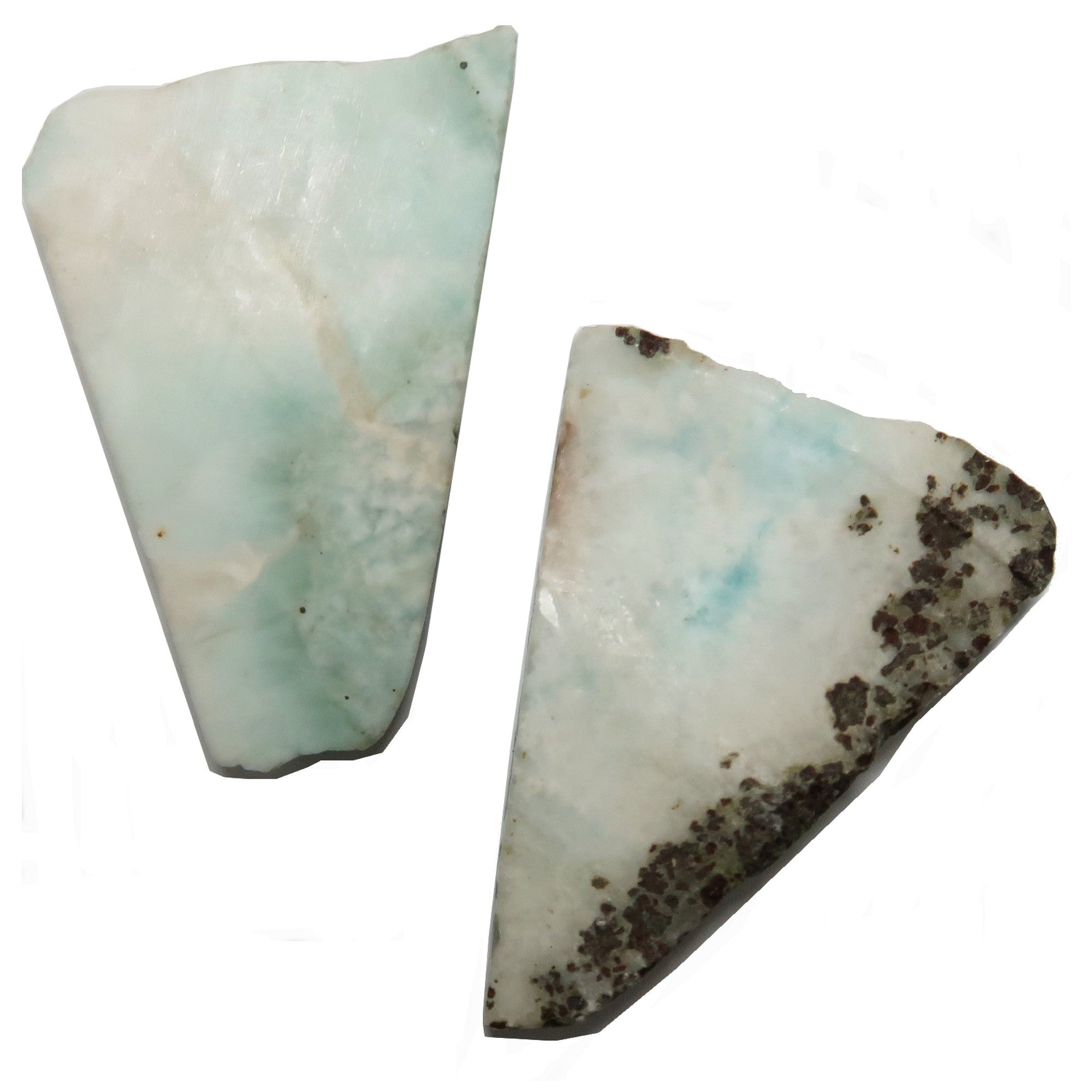 Larimar-Ladestein-Paar – himmelblaue, heilende Edelsteinscheiben