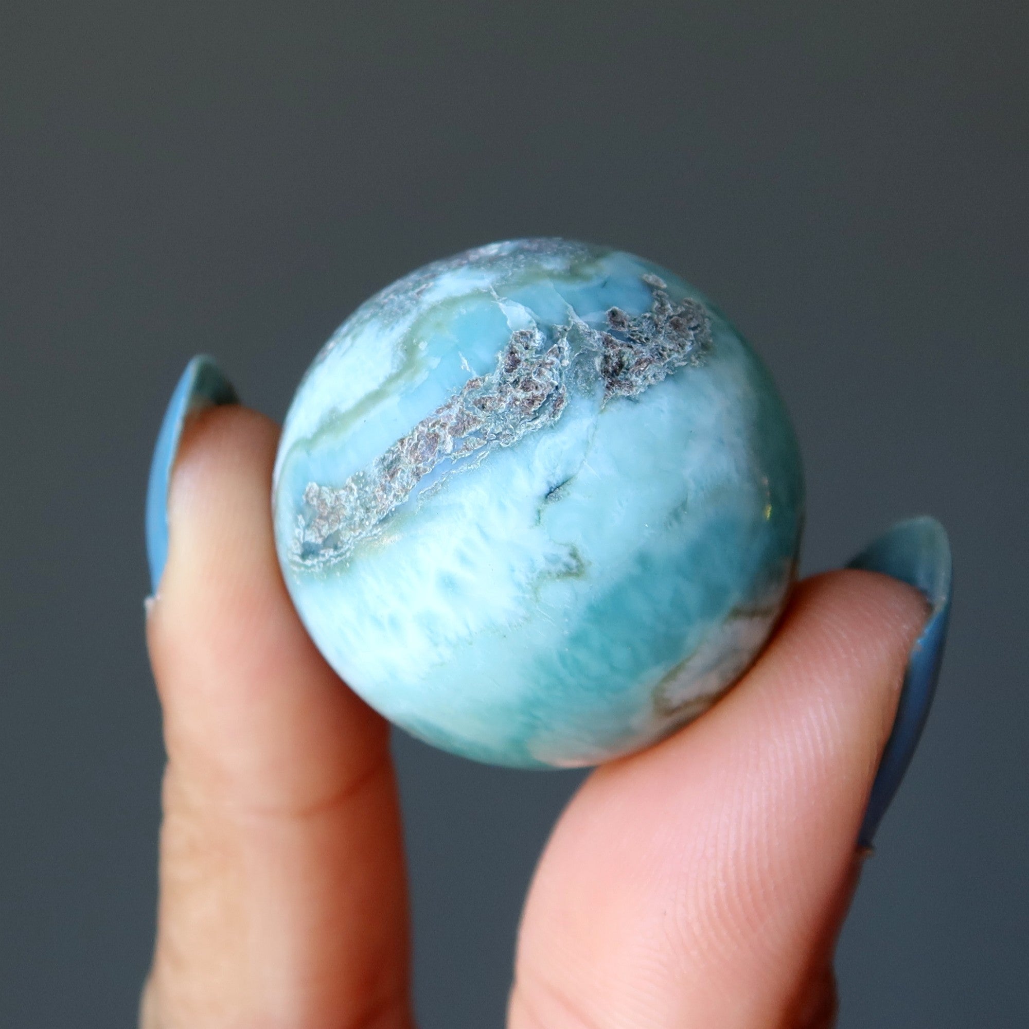 Larimar Sphere Aqua Blue Green Tropical Crystal Ball