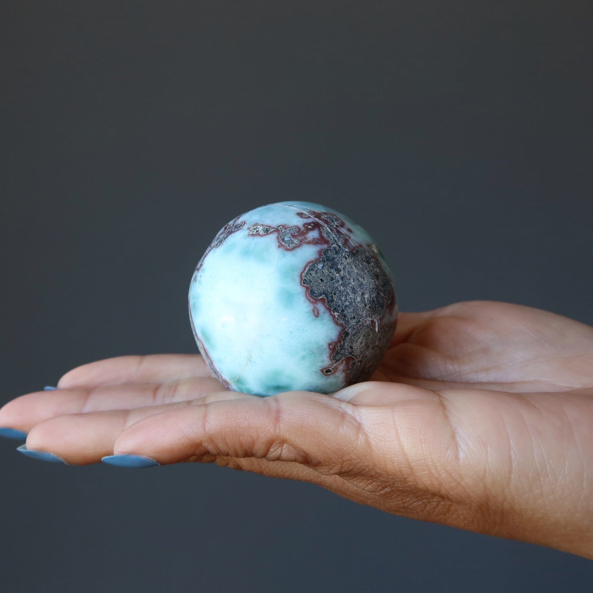 Larimar Sphere Aqua Blue Green Tropical Crystal Ball