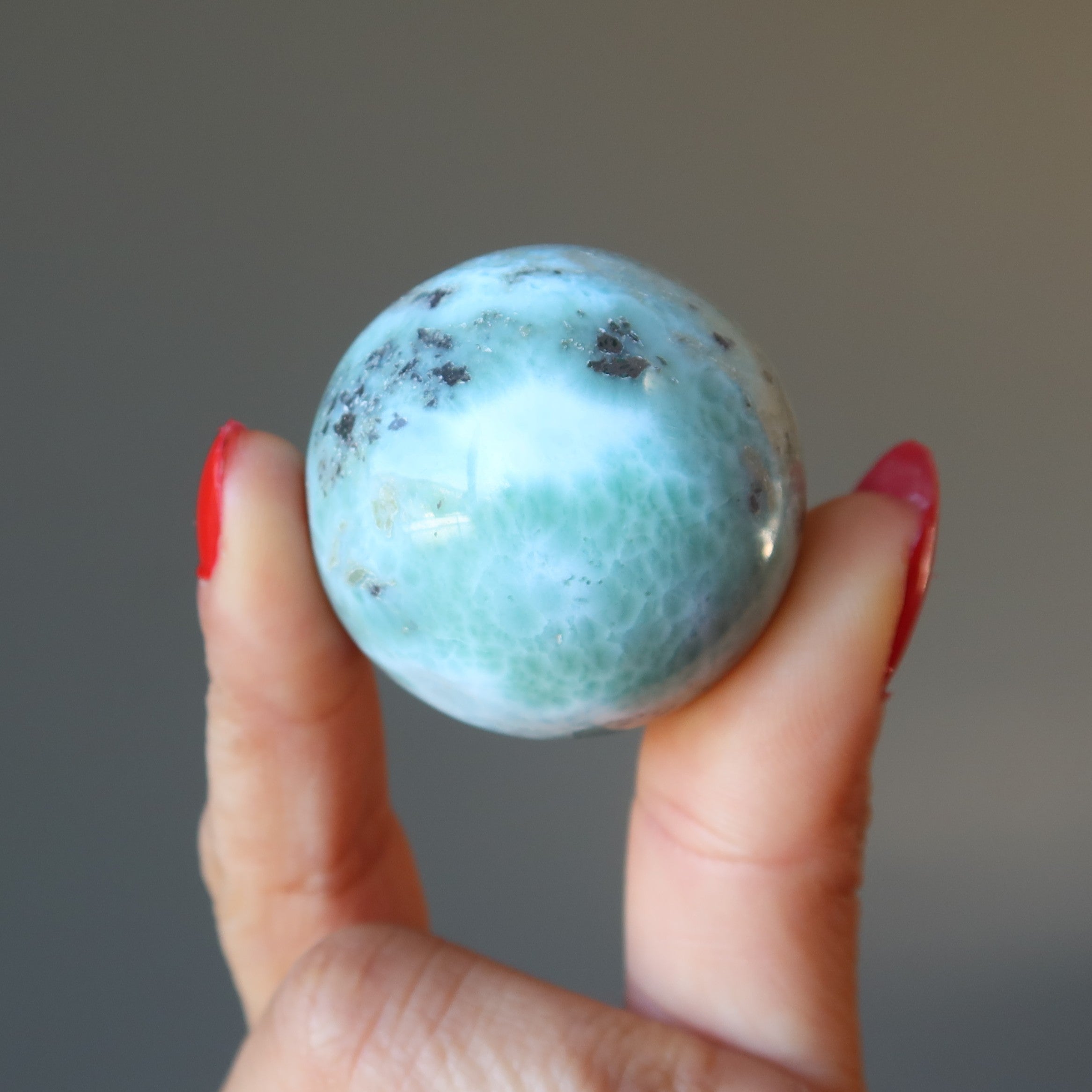 Larimar Sphere Aqua Blue Green Tropical Crystal Ball