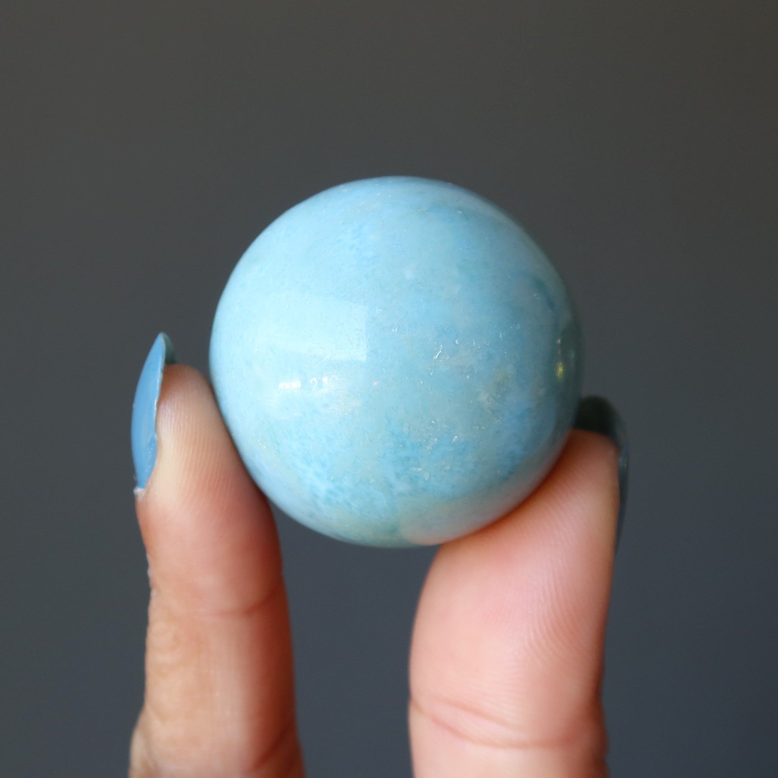 Larimar Sphere Peaceful Blue Sea Breeze Crystal Ball