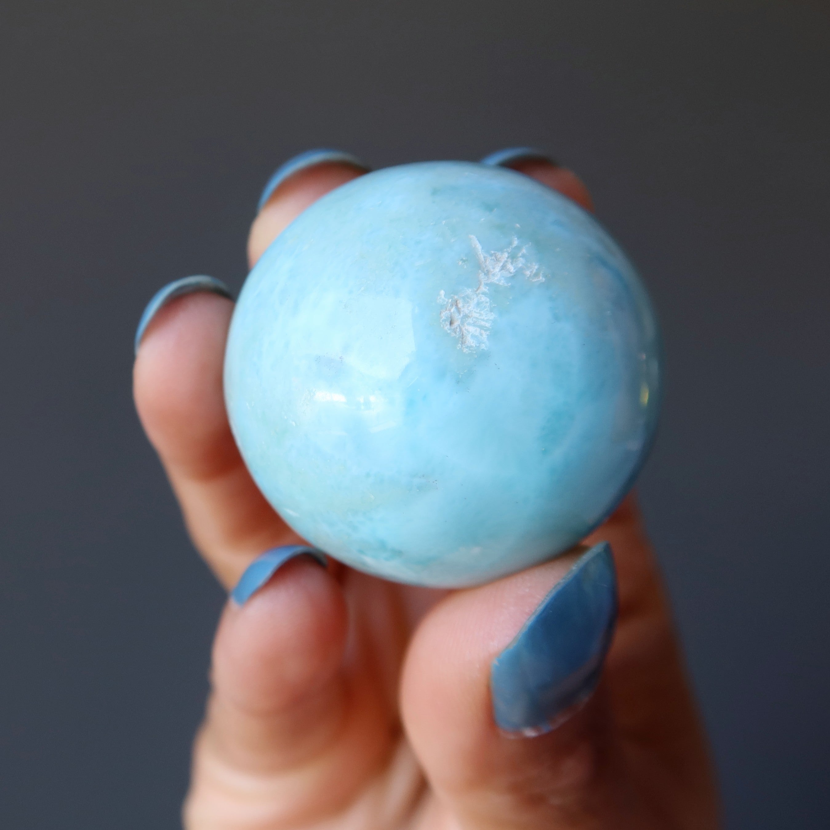 Larimar Sphere Peaceful Blue Sea Breeze Crystal Ball