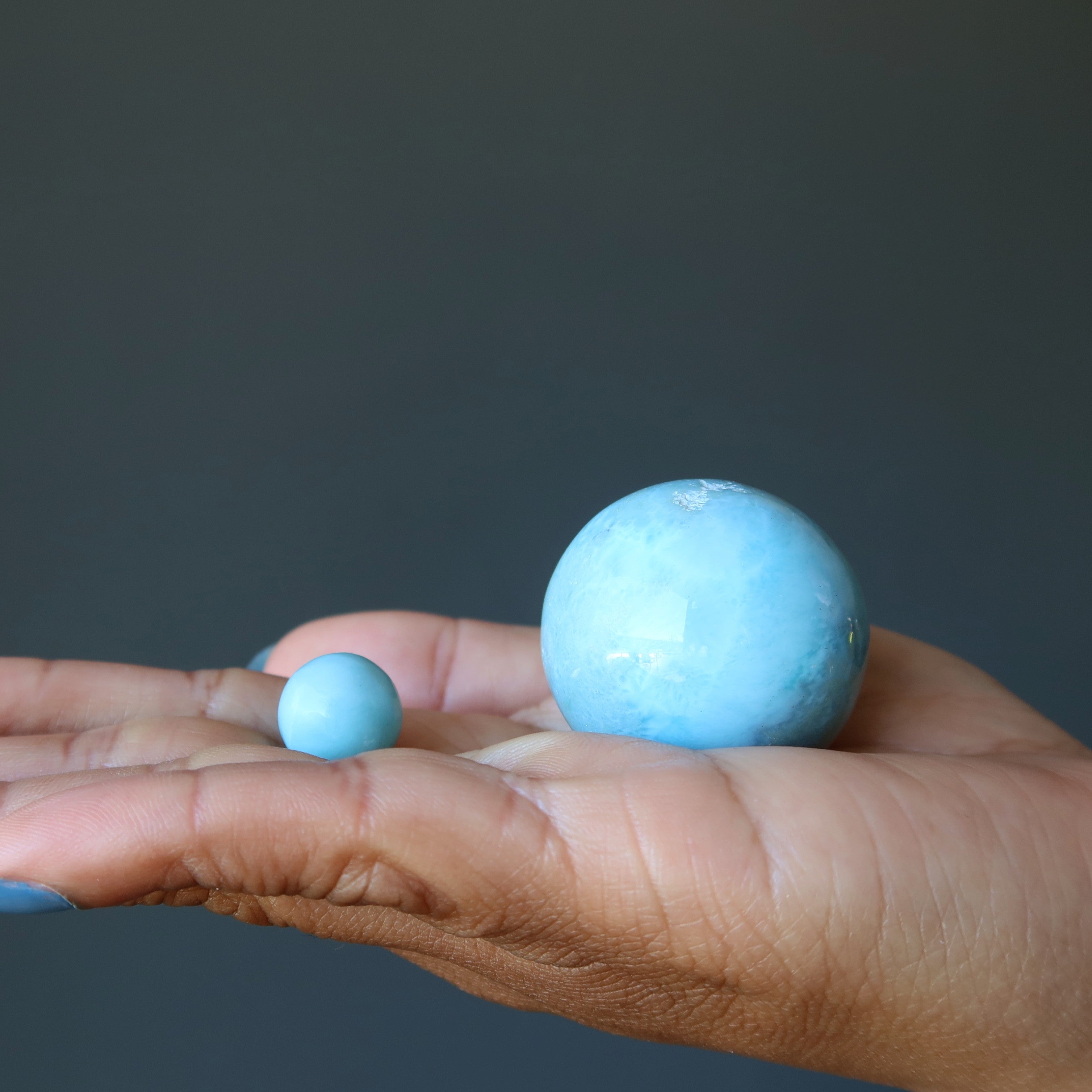 Larimar Sphere Peaceful Blue Sea Breeze Crystal Ball